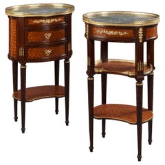 Pair of Louis XVI Style Cube Parquetry Gueridons or Bedside Tables, circa 1880