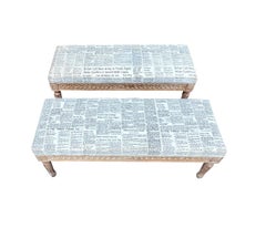 Coppia di panche in stile Luigi XVI in Oak invecchiato