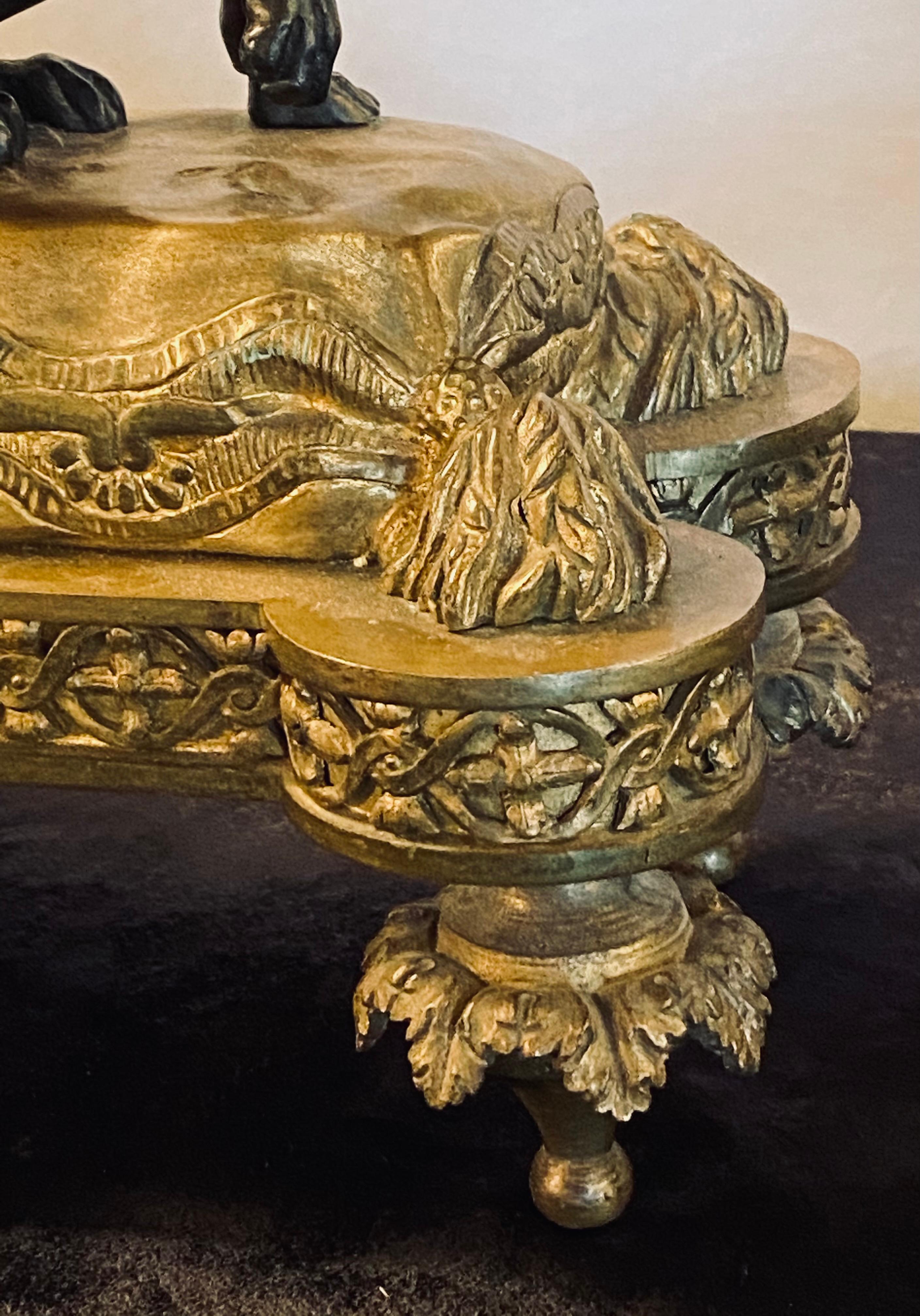French Pair of Louis XVI Style Dore Bronze Chenets Andirons, Property of Robert Goelet