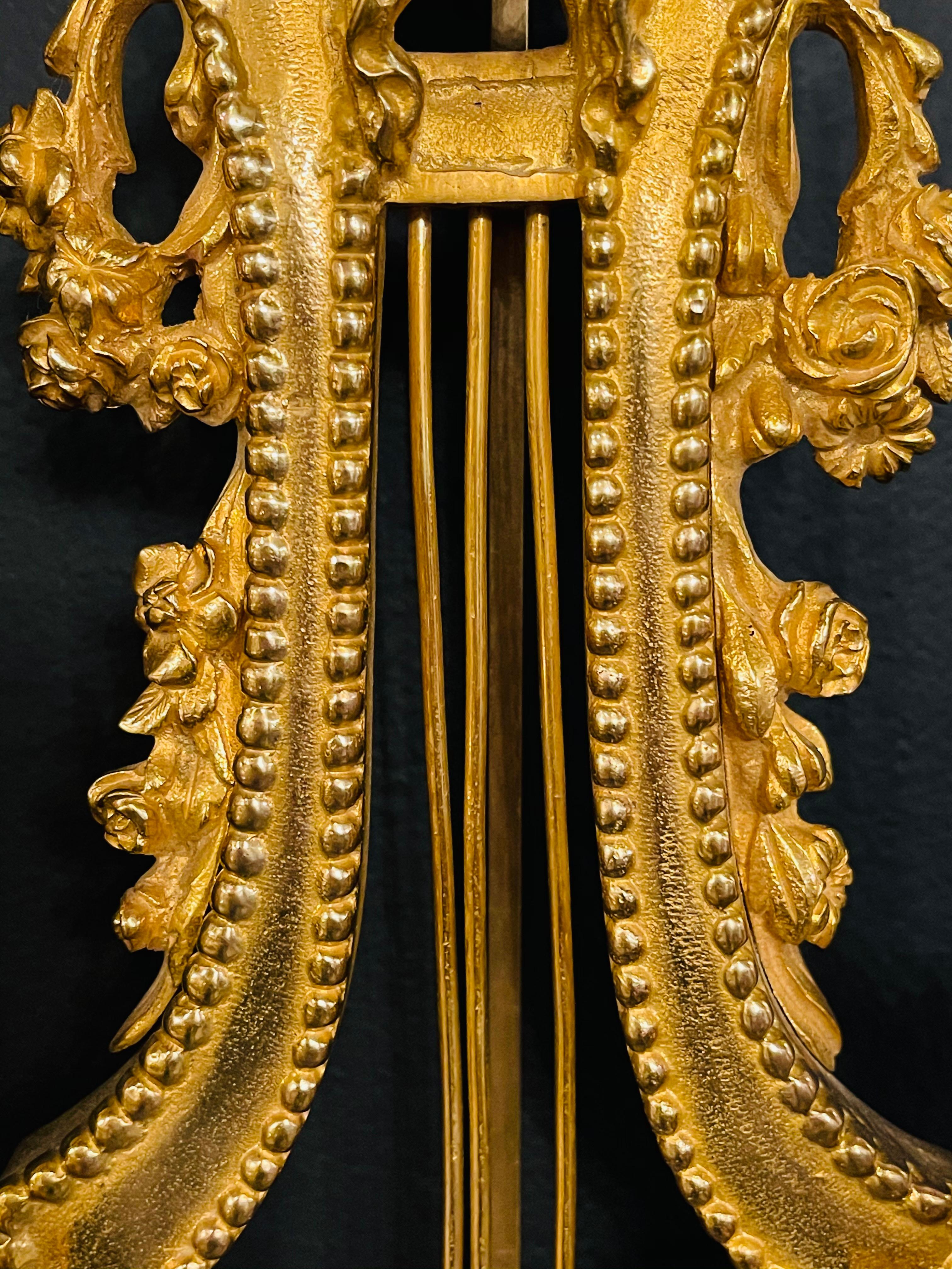 Pair of Louis XVI Style Doré Bronze Sconces Monumental Ribbon and Tassel Form For Sale 6