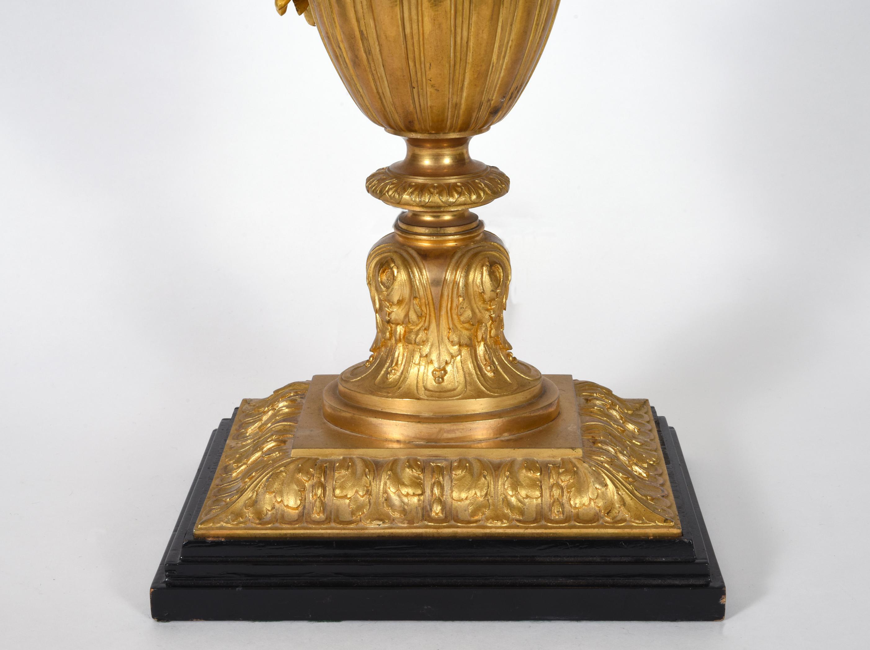 Mid-19th Century Pair of Louis XVI Style Doré Bronze Table Lamps
