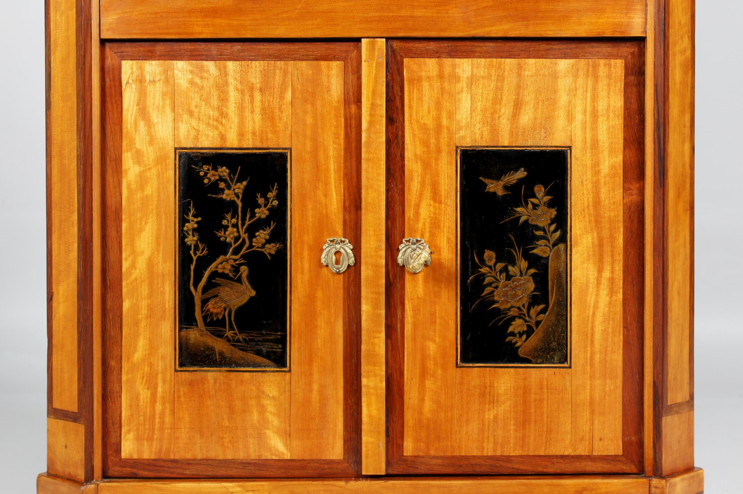 Pair of Louis XVI Style Dutch Chinoiserie Secretary and High Chest For Sale 3