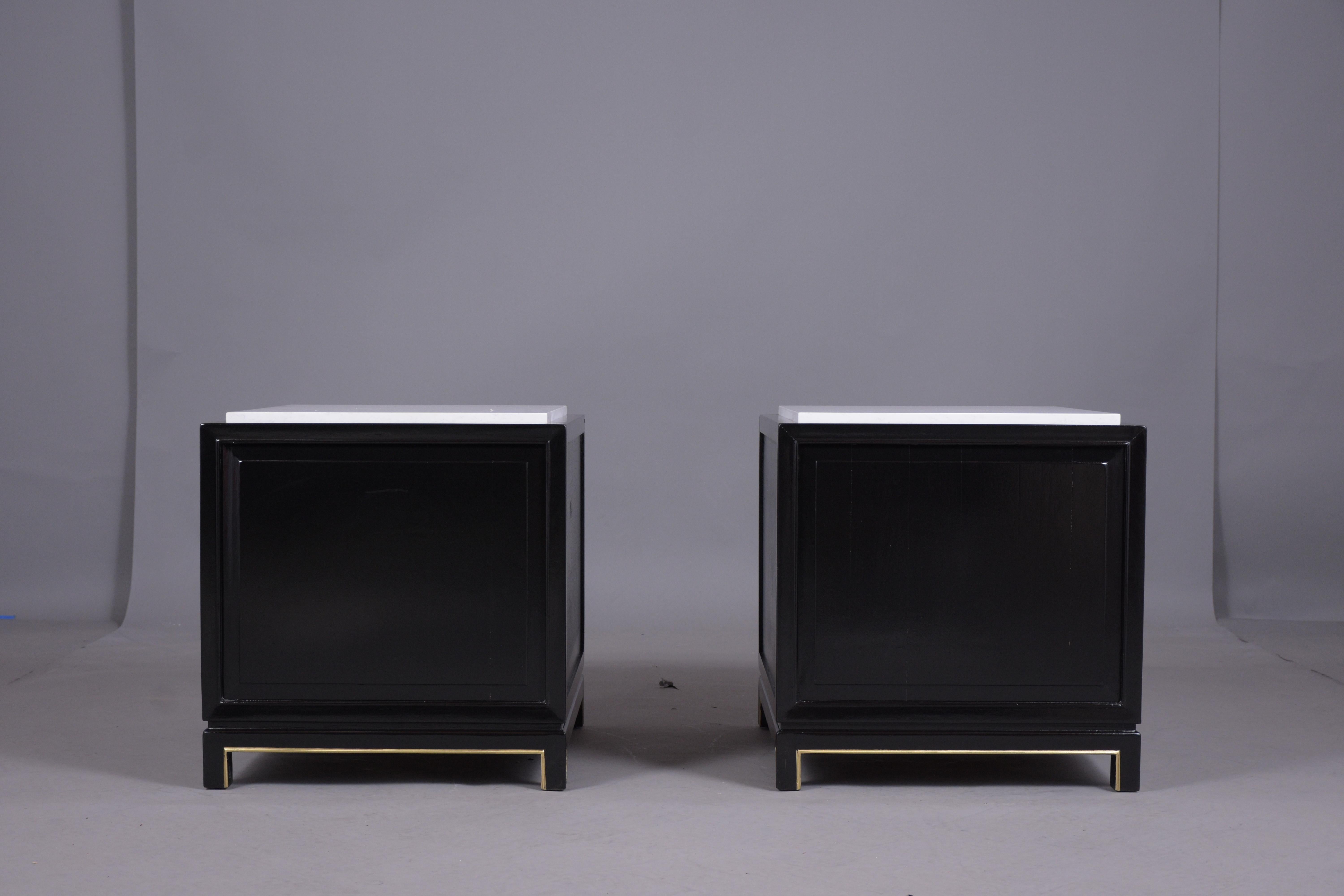 Pair of Mid-Century Modern Black Nightstands 11