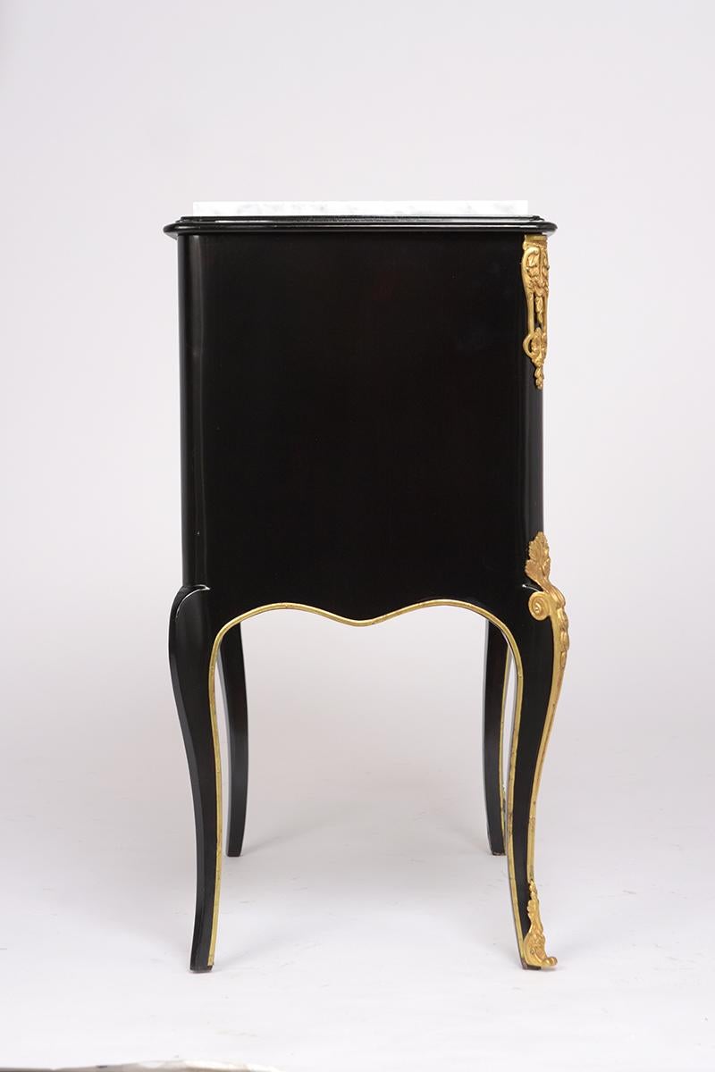 Pair of French Louis XVI Style Ebonized Nightstands 1