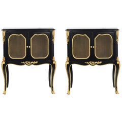 Pair of French Louis XVI Style Ebonized Nightstands