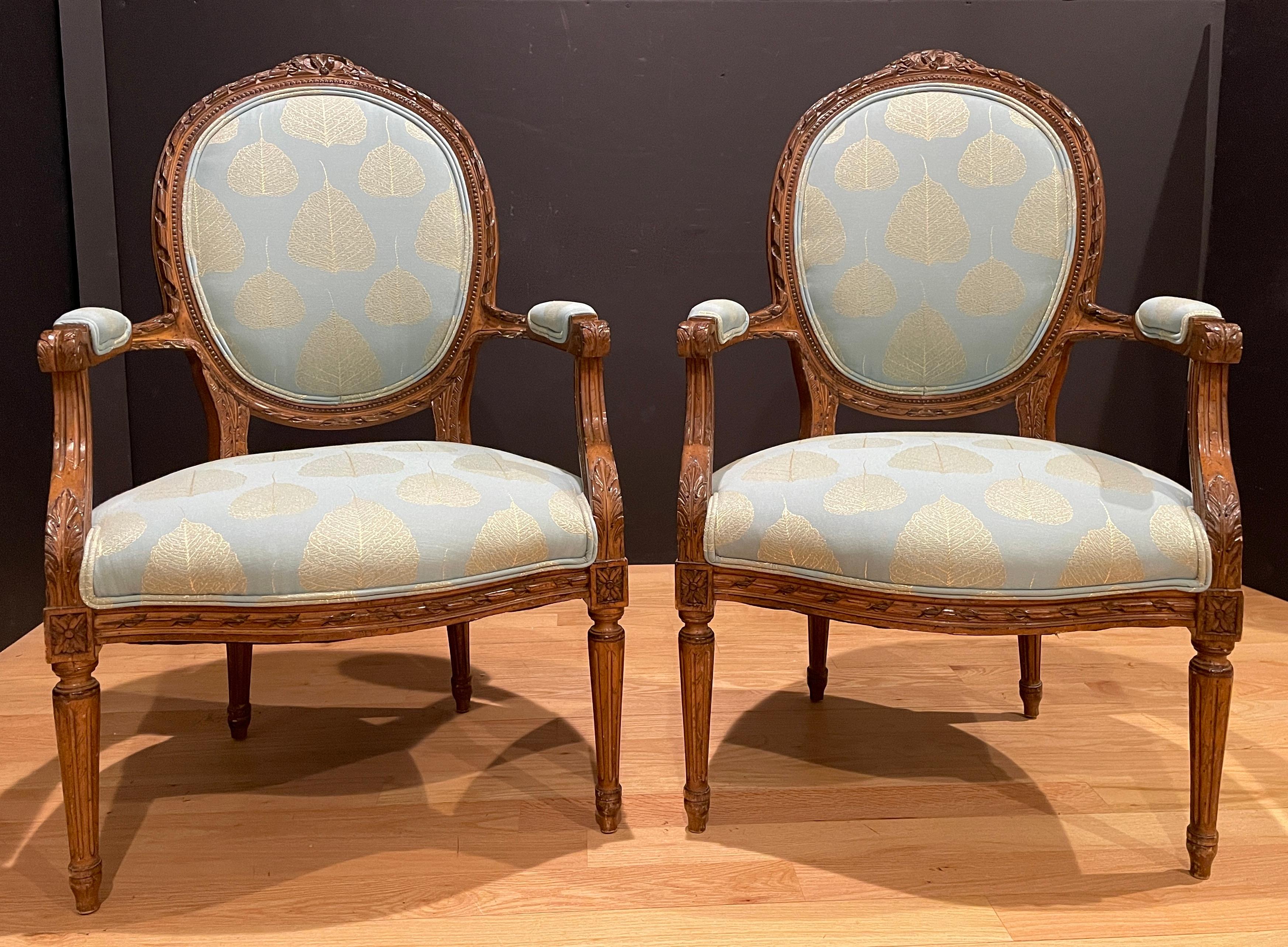 European Pair of Louis XVI Style Fauteuils