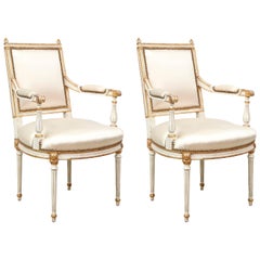 Retro Pair of Louis XVI Style French Armchairs