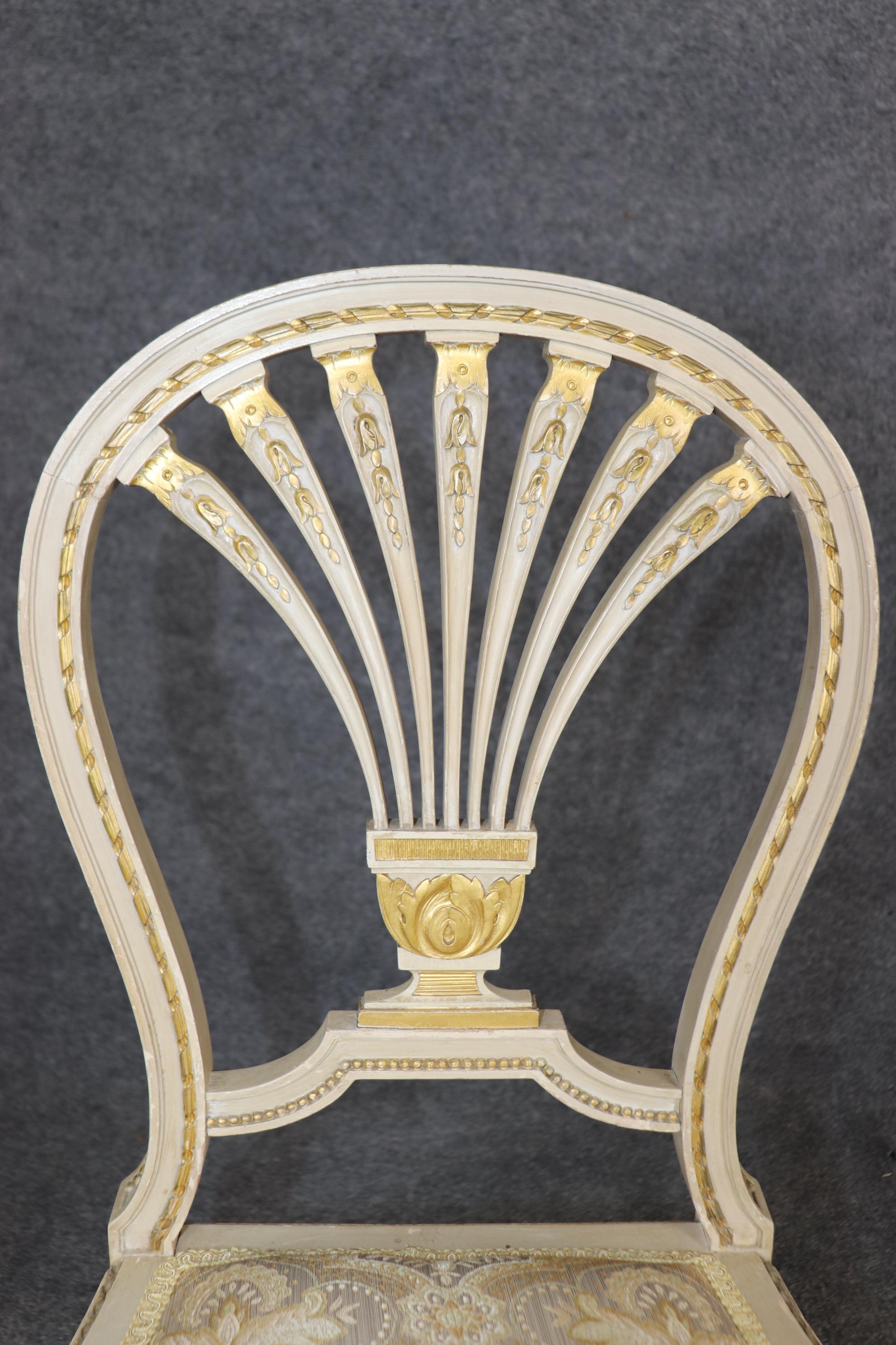 Paar Louis XVI Stil Französisch Farbe dekoriert Ballon zurück Side Chairs im Angebot 1