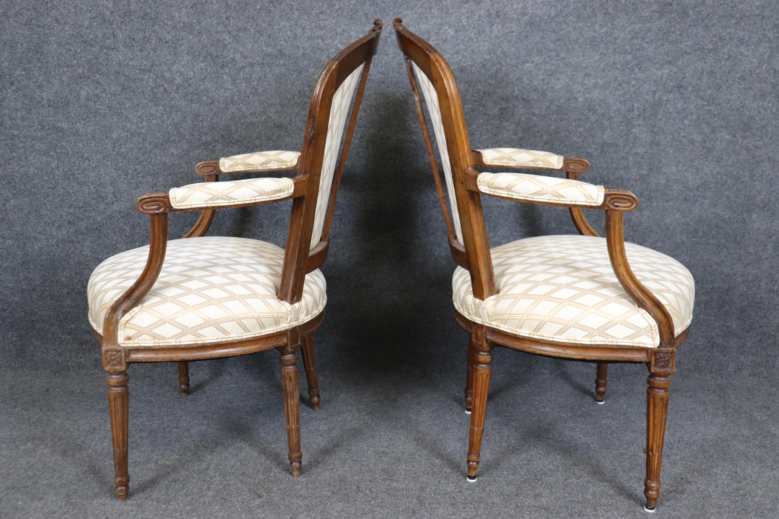 Mid-20th Century Pair of Louis XVI Style French Walnut Armchairs Circa 1930s era For Sale