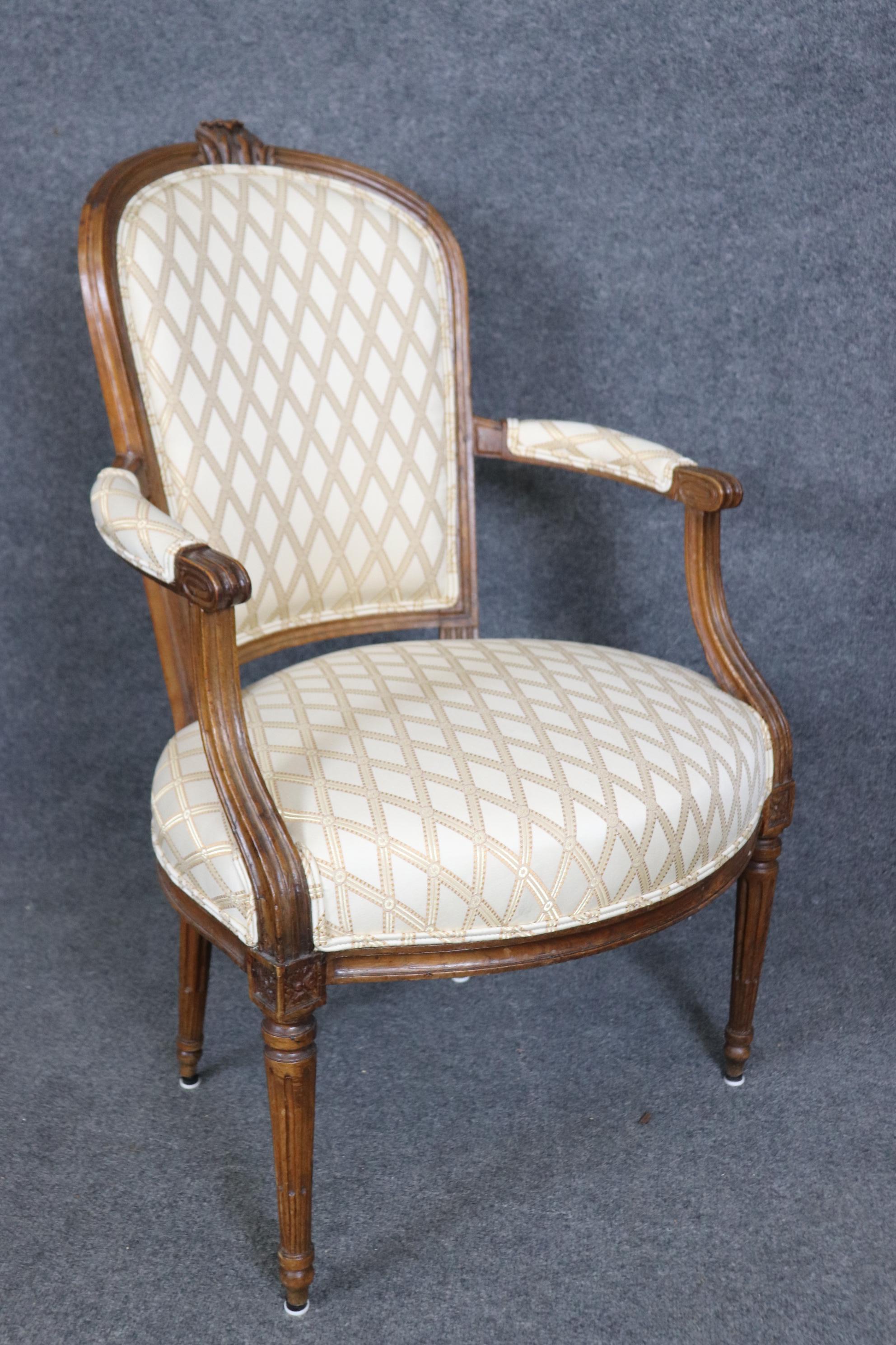 Pair of Louis XVI Style French Walnut Armchairs Circa 1930s era For Sale 3