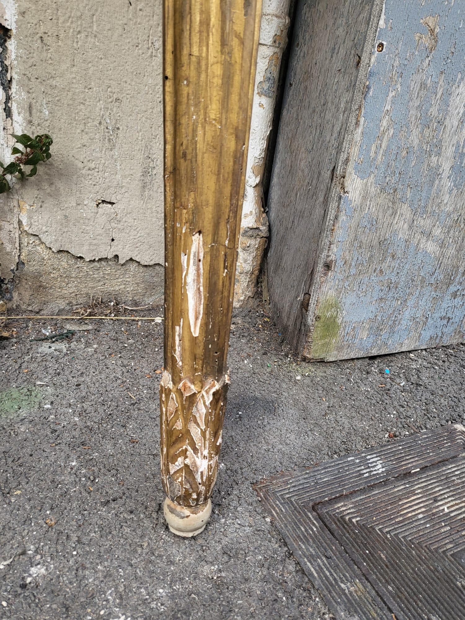 Pair Of Louis XVI Style Gilded Wood Corner Consoles In Fair Condition For Sale In MARSEILLE, FR