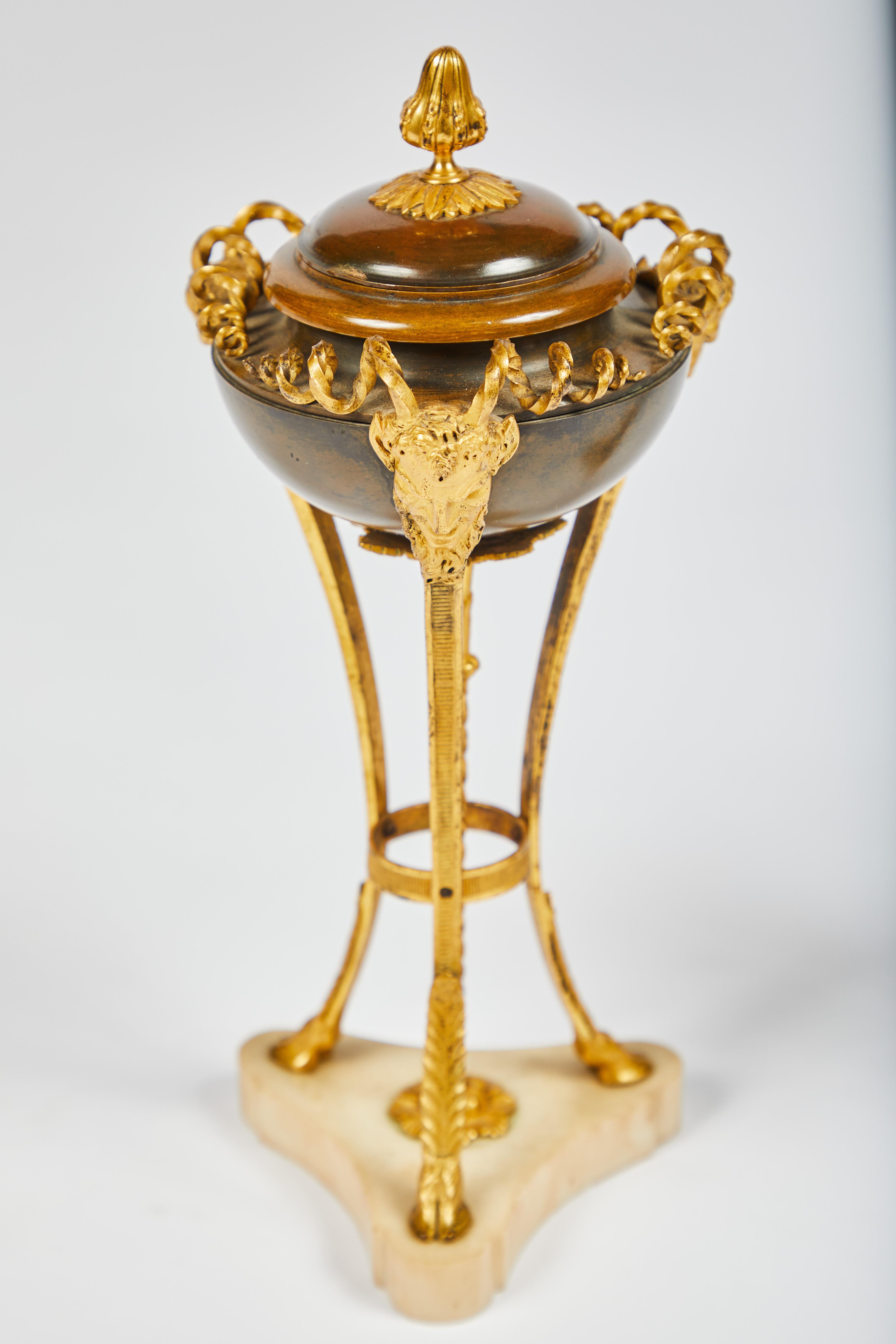 European Pair of Louis XVI Style Gilt and Bronze Cassolettes For Sale