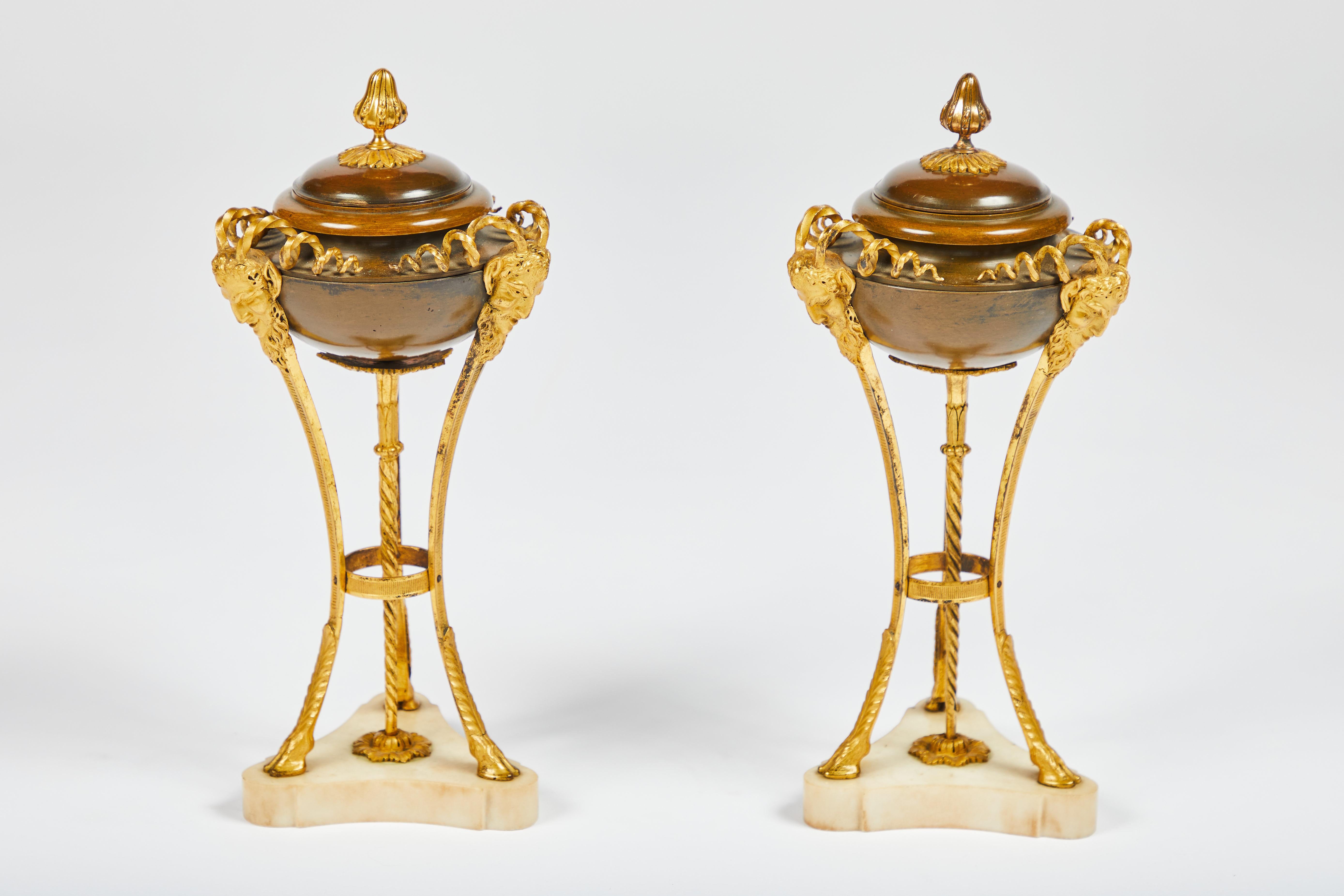 Pair of Louis XVI Style Gilt and Bronze Cassolettes For Sale 1