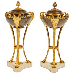 Pair of Louis XVI Style Gilt and Bronze Cassolettes