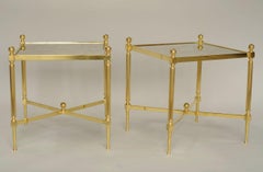 Pair of Louis XVI Style Gilt Brass Side Tables, circa 1970