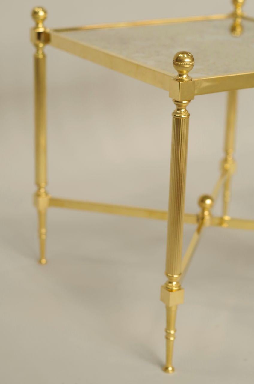 Pair of Louis XVI Style Gilt Brass Side Tables, circa 1970 In Good Condition In Saint-Ouen, FR