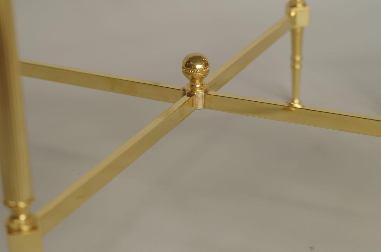 Late 20th Century Pair of Louis XVI Style Gilt Brass Side Tables, circa 1970