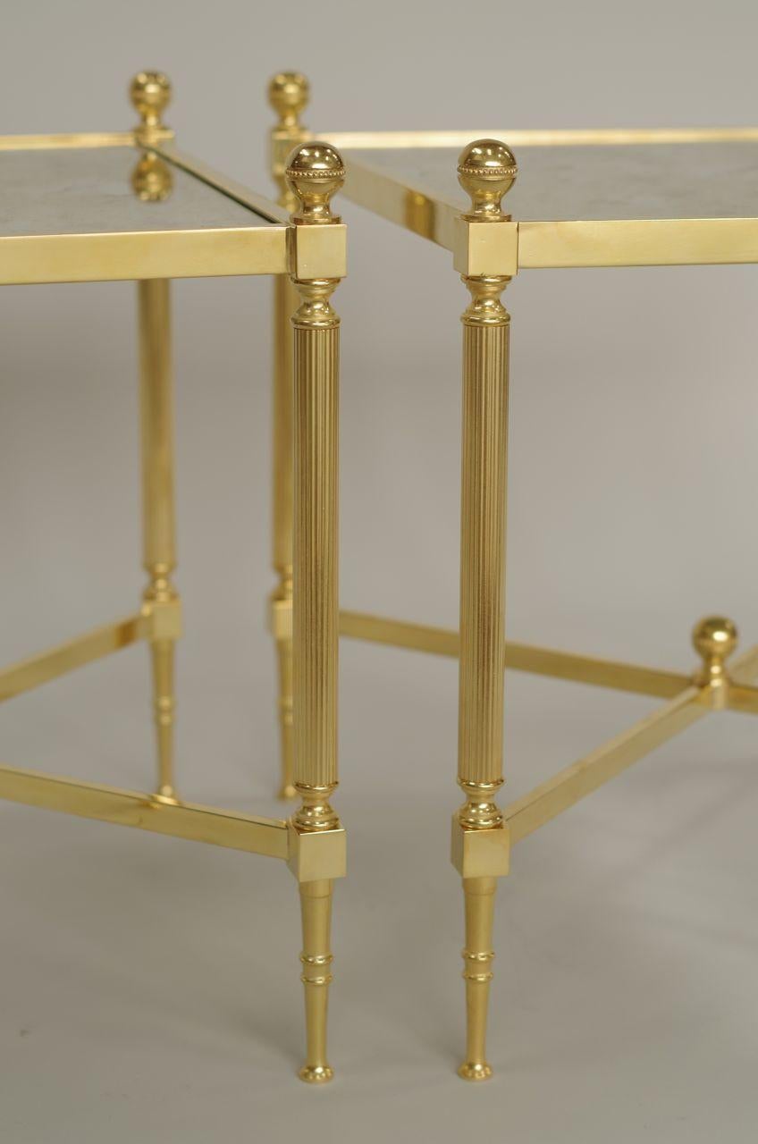 Pair of Louis XVI Style Gilt Brass Side Tables, circa 1970 3
