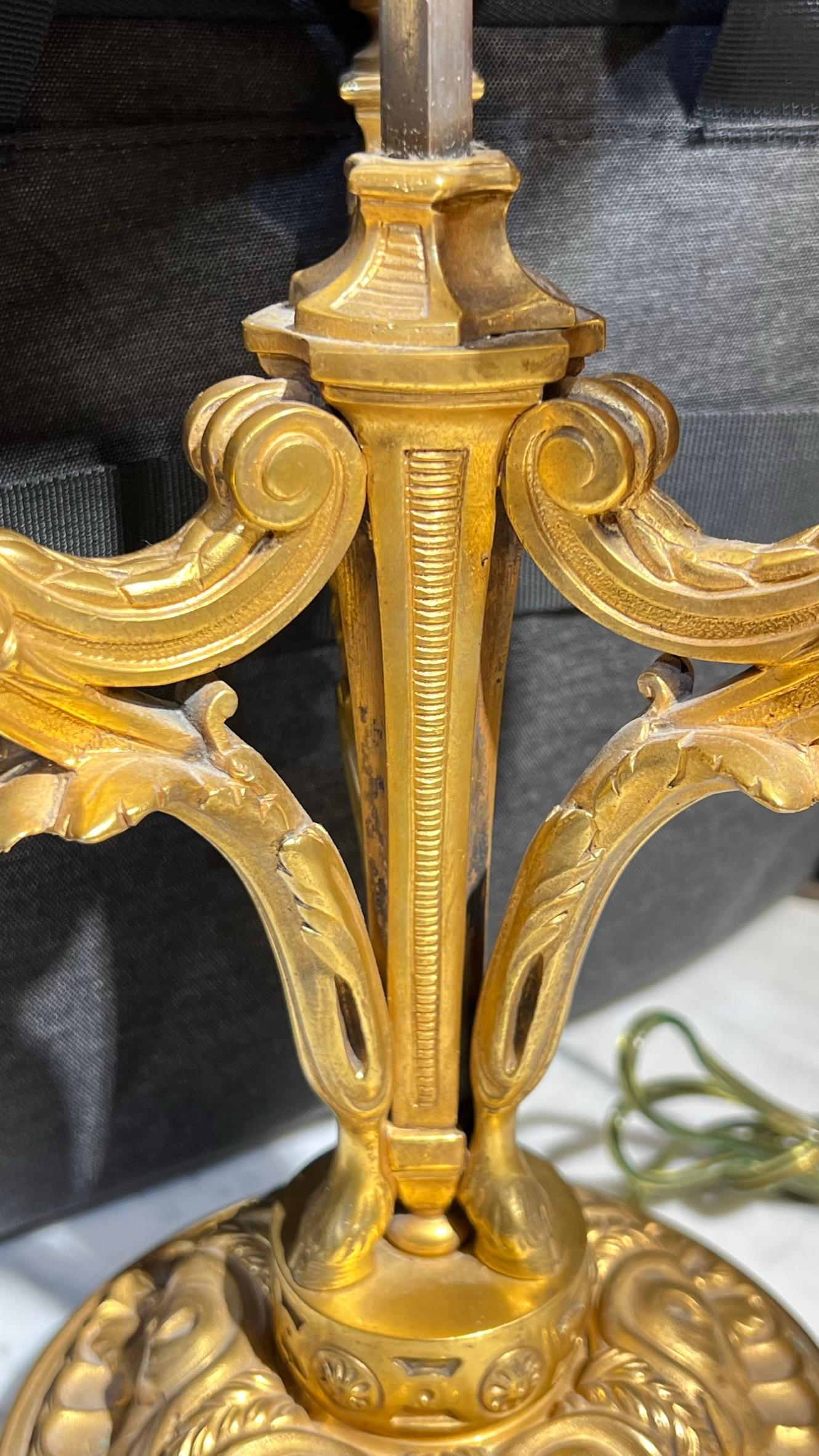 Pair of Louis XVI style  Gilt Bronze Bouillotte Lamps For Sale 10