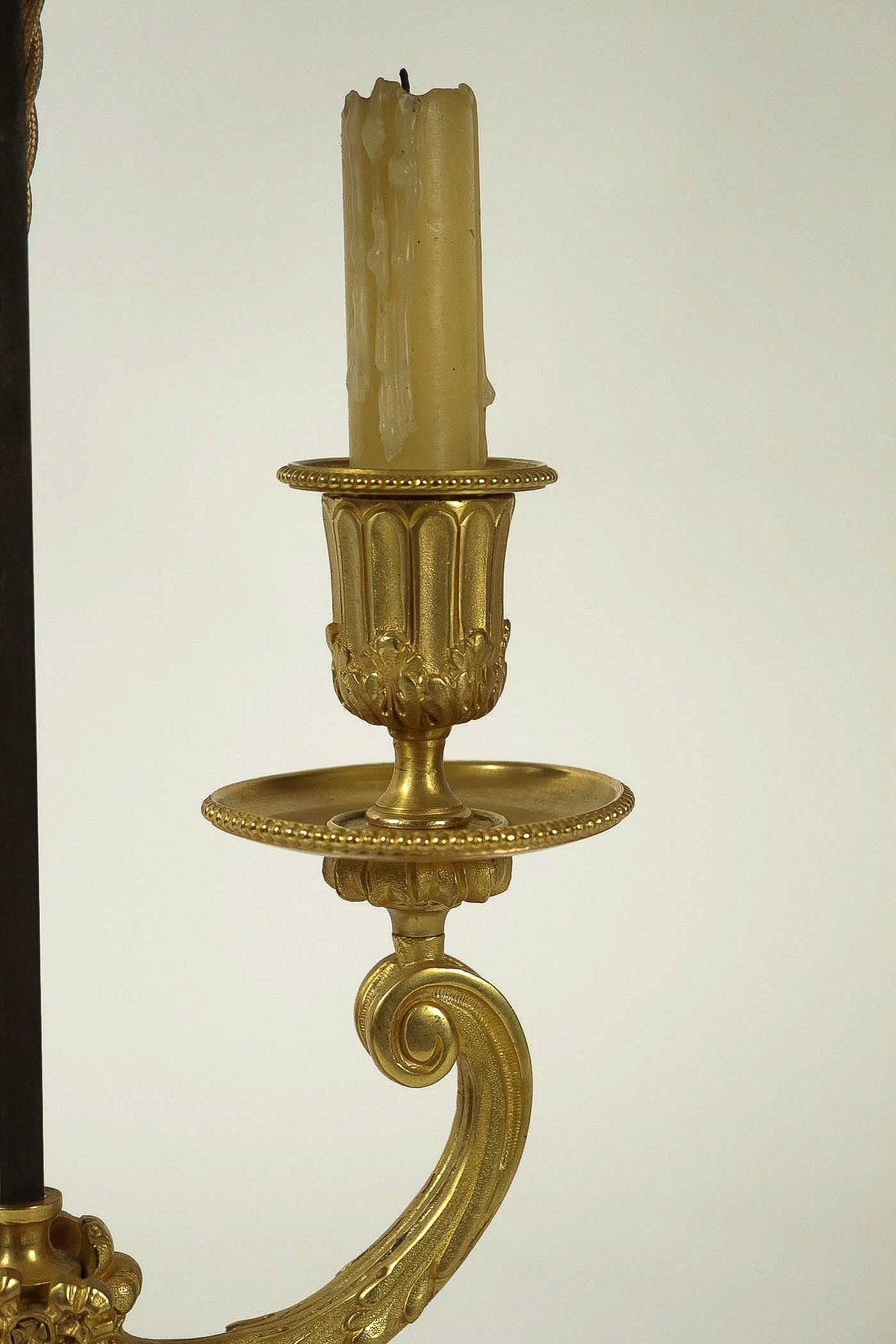 Pair of Louis XVI Style Gilt Bronze Candelabra, Converted in Bouillotte Lamps 1