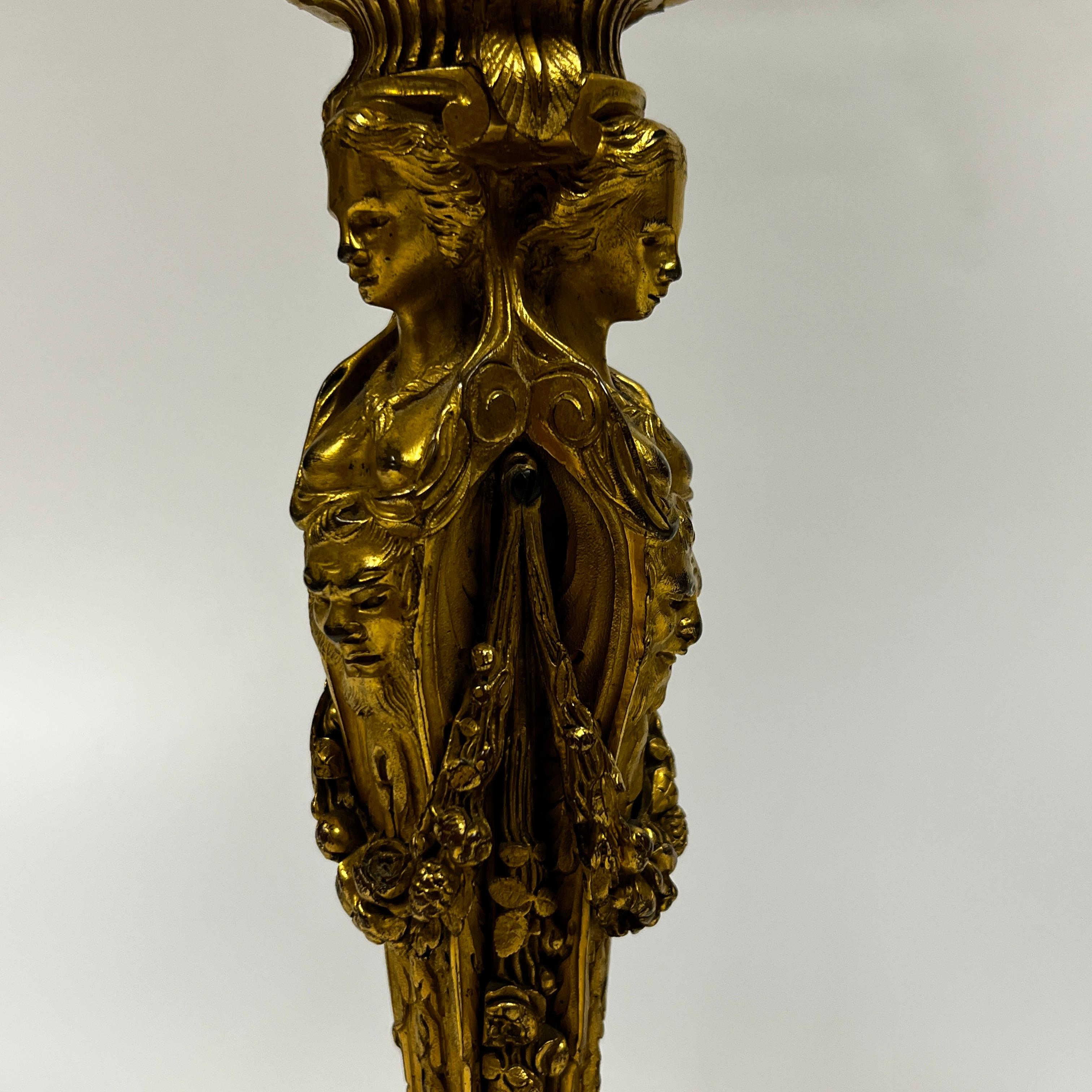 Pair of Louis XVI Style Gilt Bronze Candlestick Lamps 8
