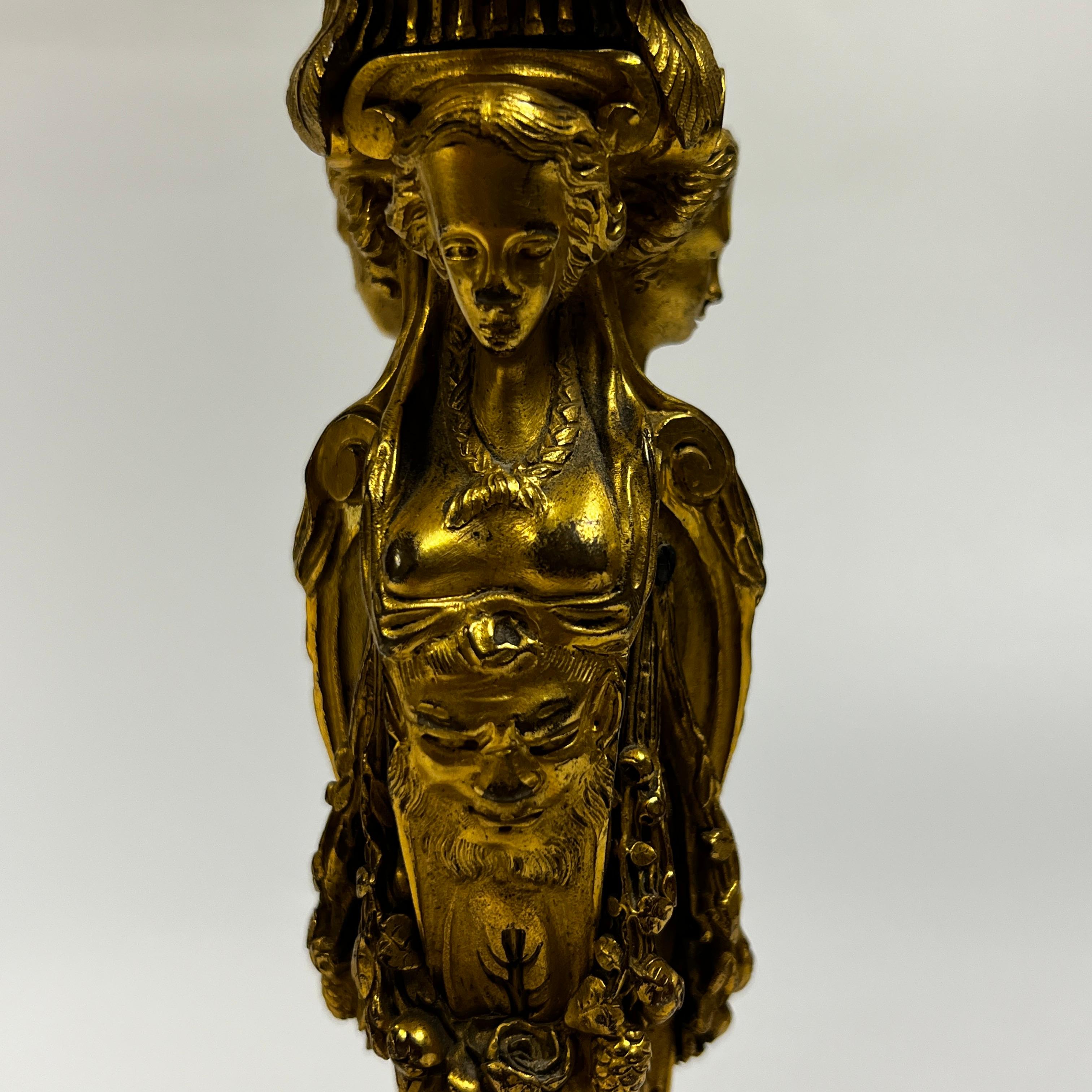 Pair of Louis XVI Style Gilt Bronze Candlestick Lamps 14