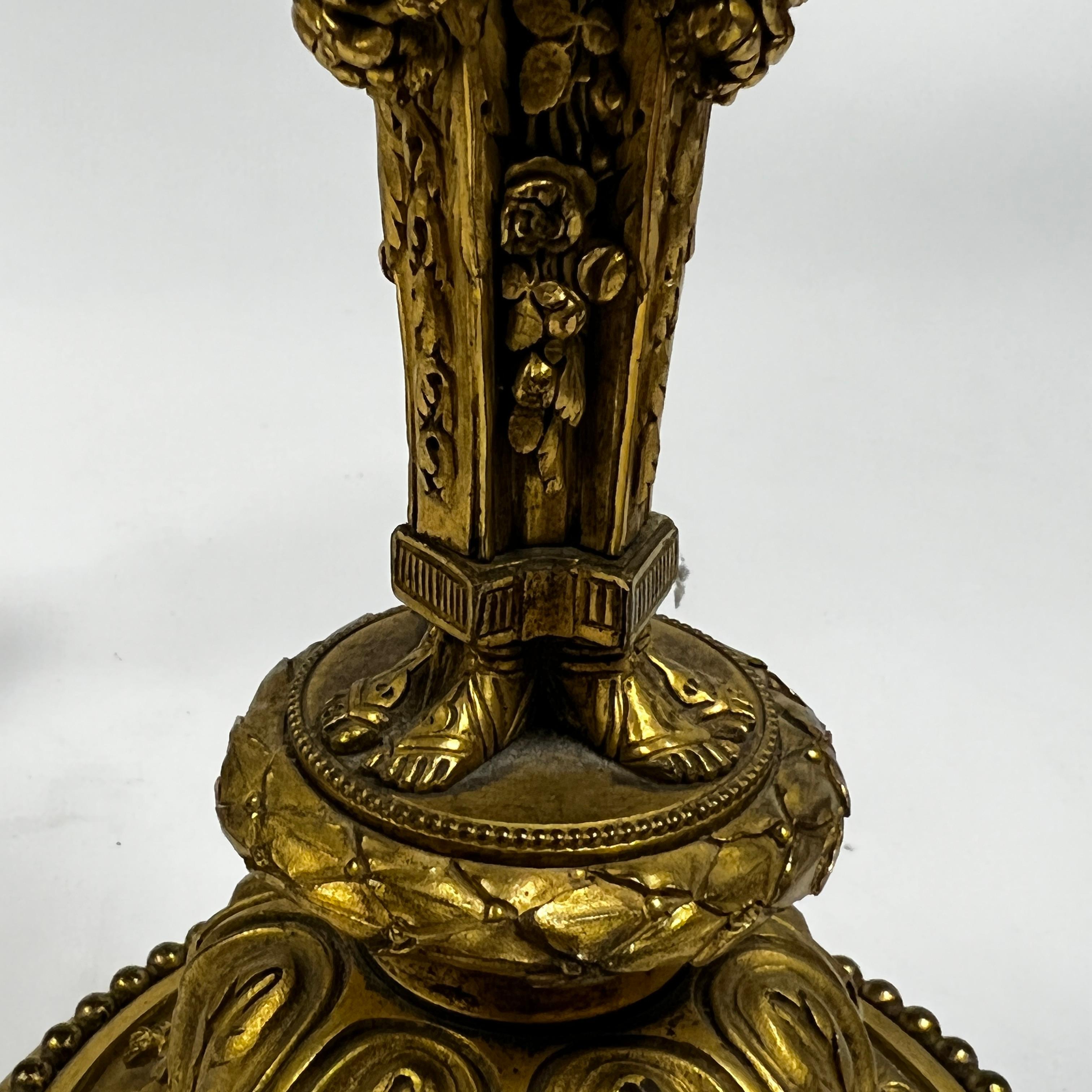 Pair of Louis XVI Style Gilt Bronze Candlestick Lamps 15
