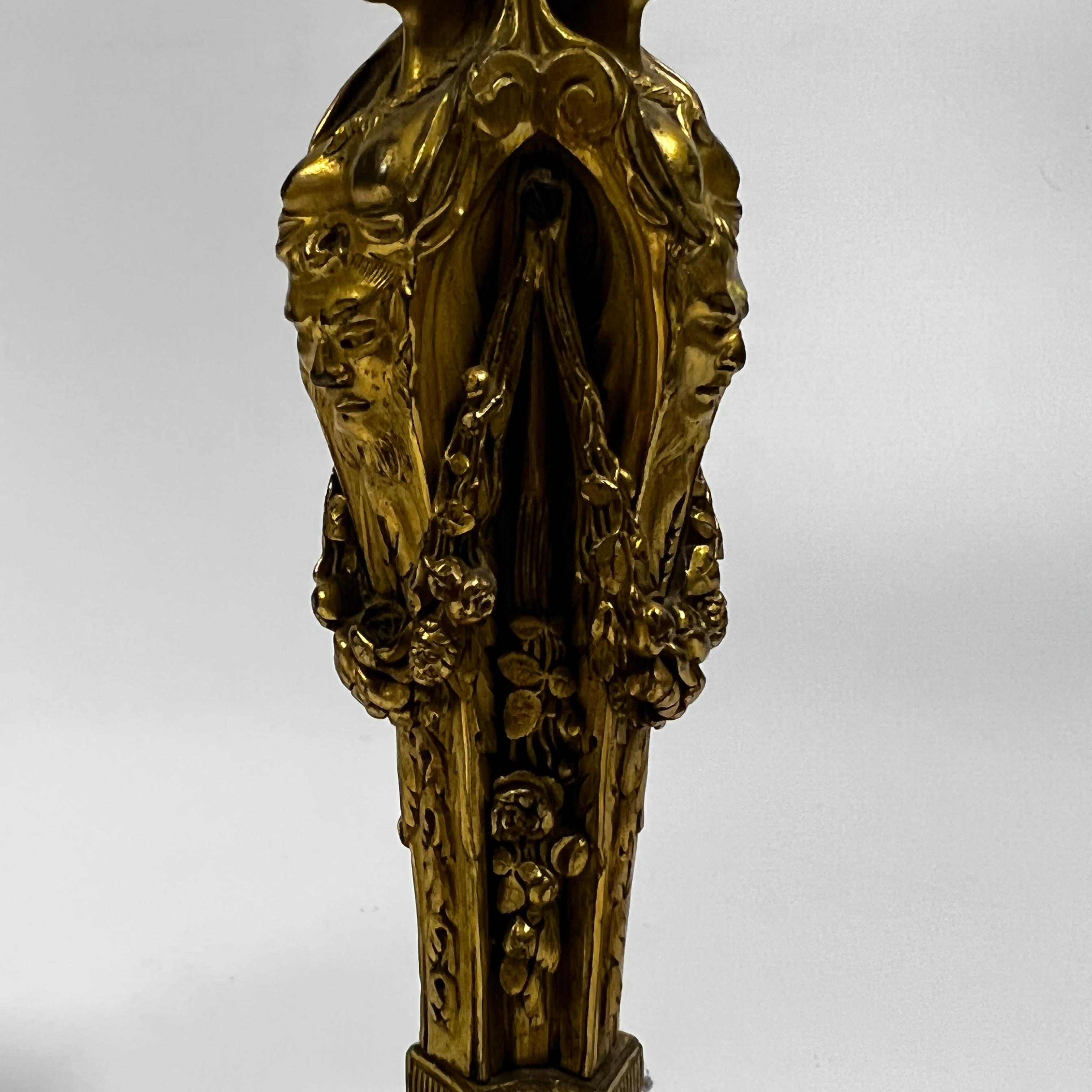 Pair of Louis XVI Style Gilt Bronze Candlestick Lamps 16