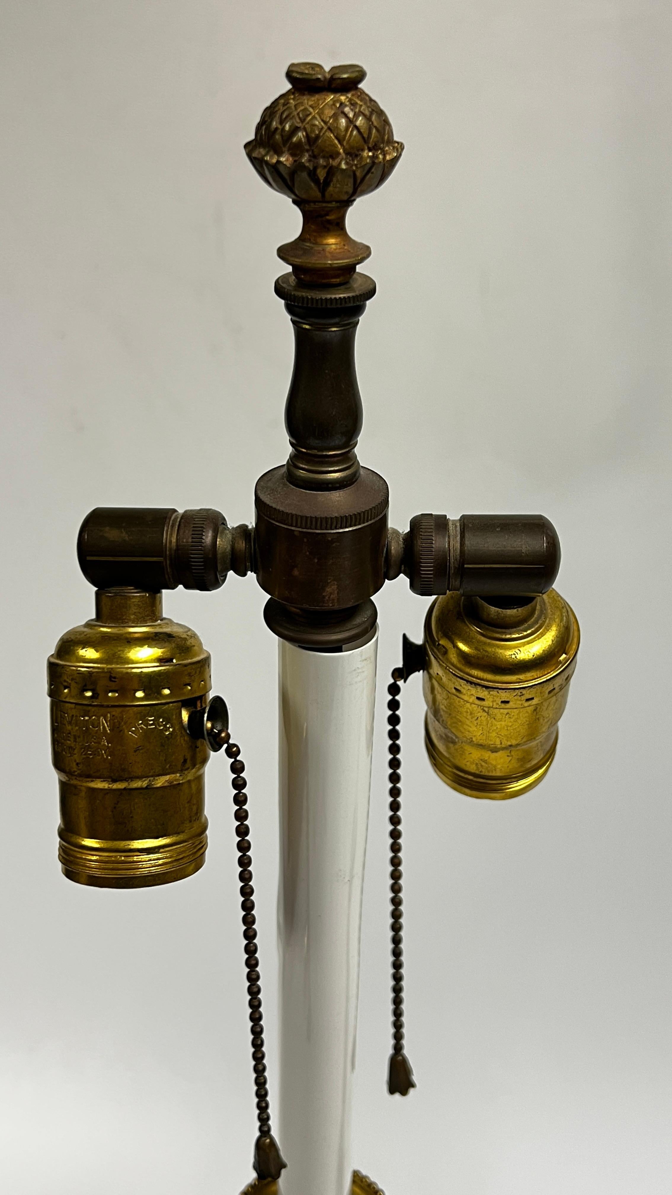 19th Century Pair of Louis XVI Style Gilt Bronze Candlestick Lamps
