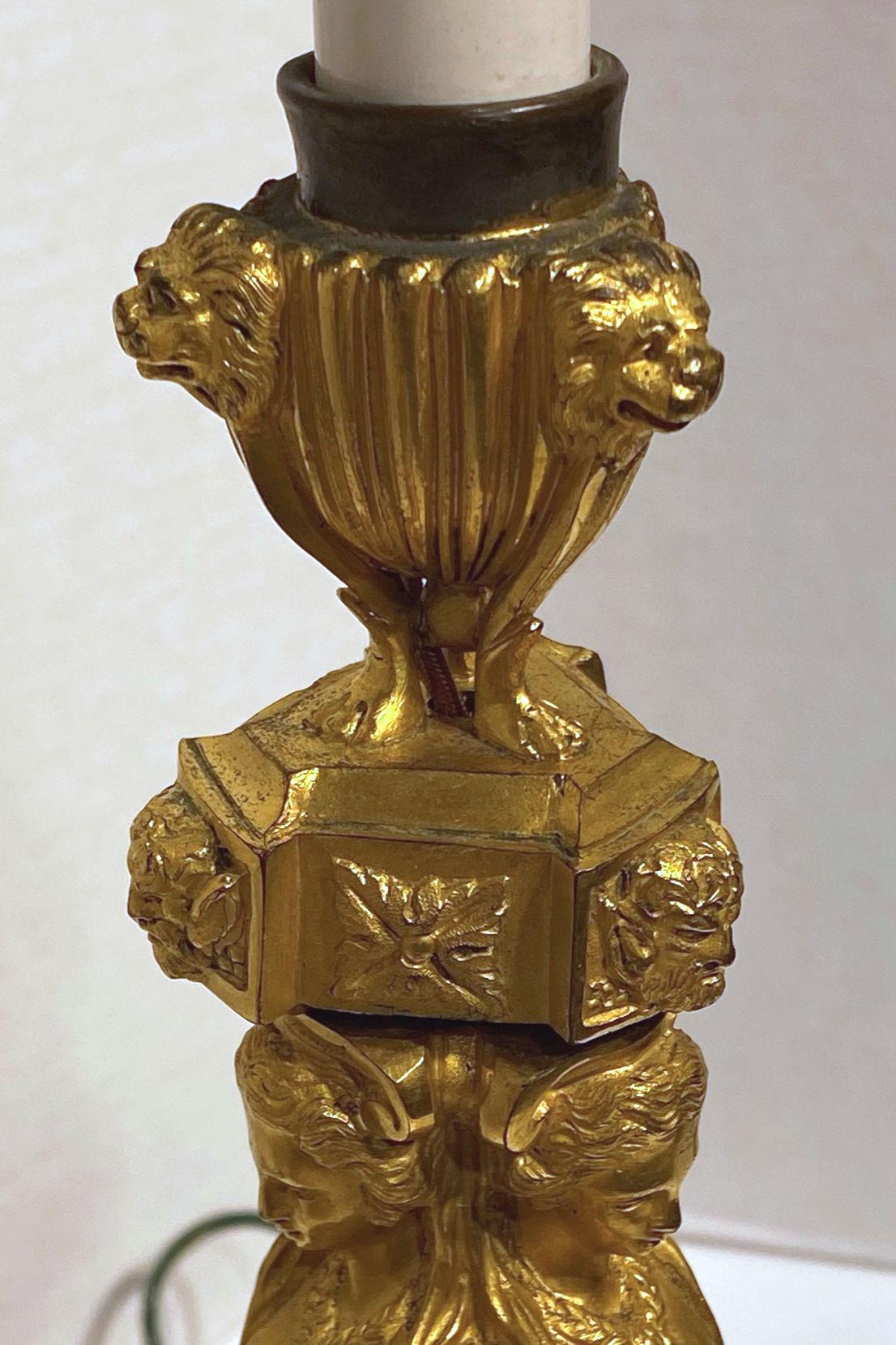 19th Century Louis XVI Style Bronze Candlestick Lamps After Jean Démosthène Dugourc 1749-1825