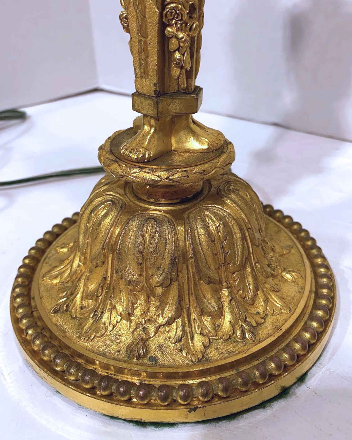 Louis XVI Style Bronze Candlestick Lamps After Jean Démosthène Dugourc 1749-1825 3