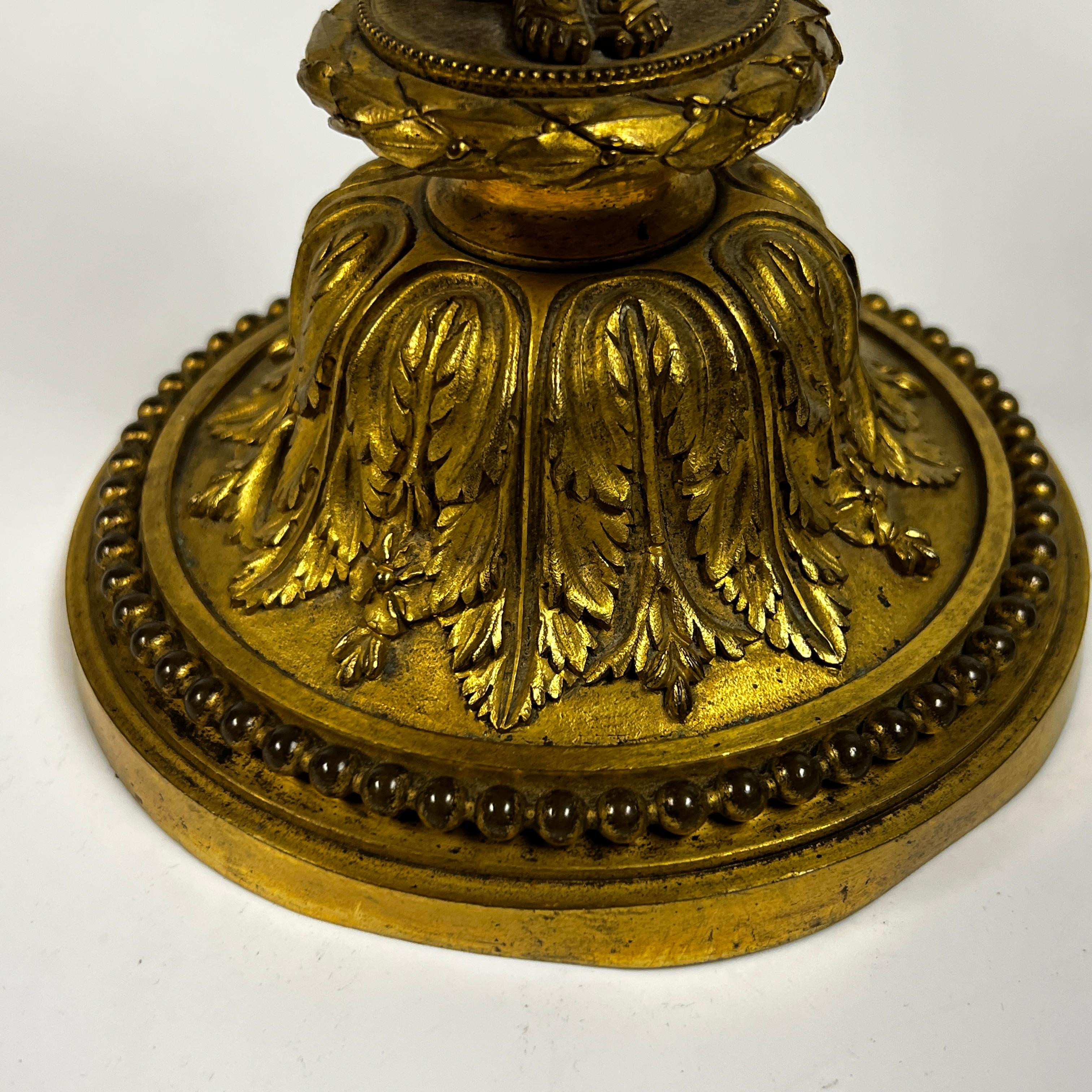 Pair of Louis XVI Style Gilt Bronze Candlestick Lamps 5