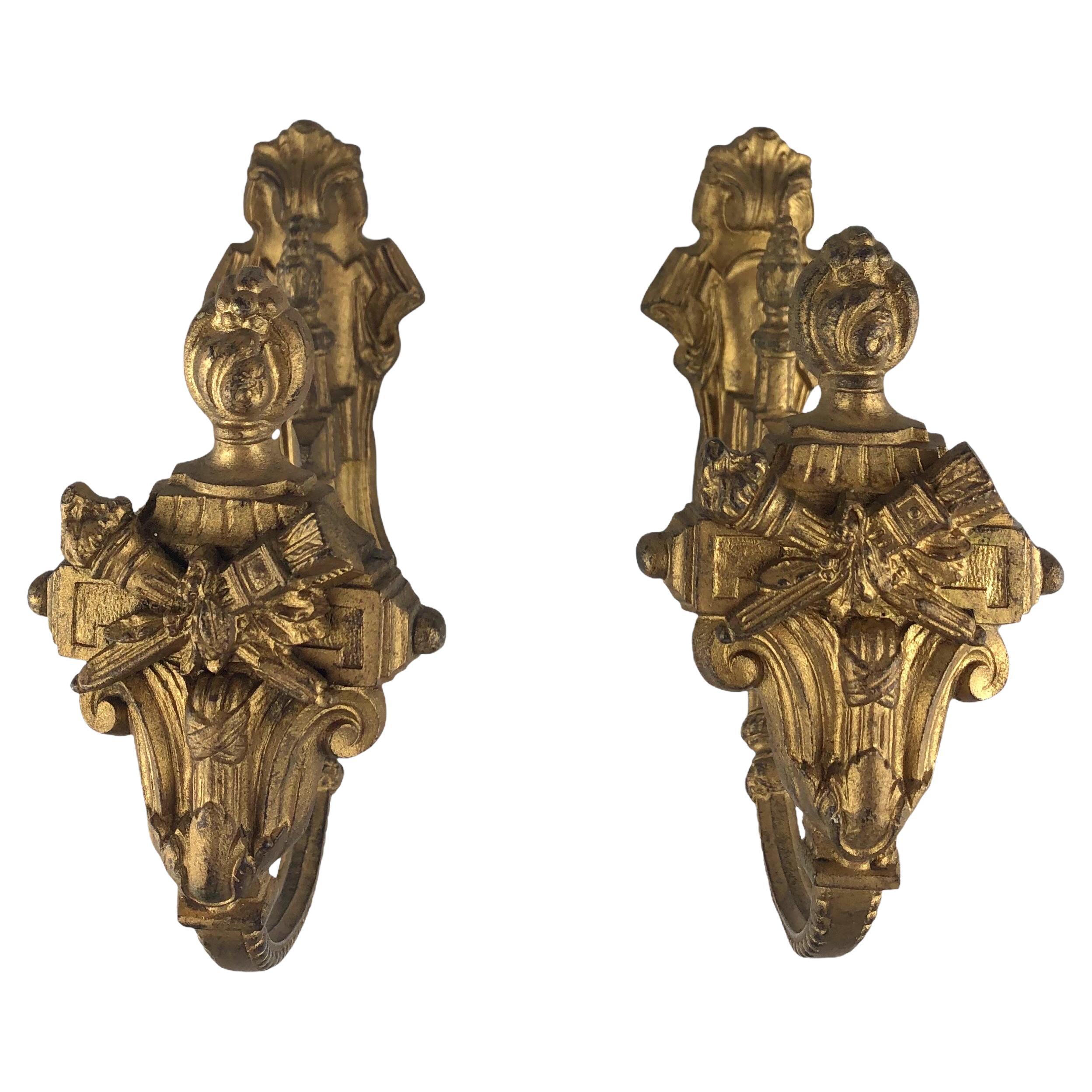 Pair of Louis XVI Style Gilt Bronze Curtain Hooks or Tie Backs