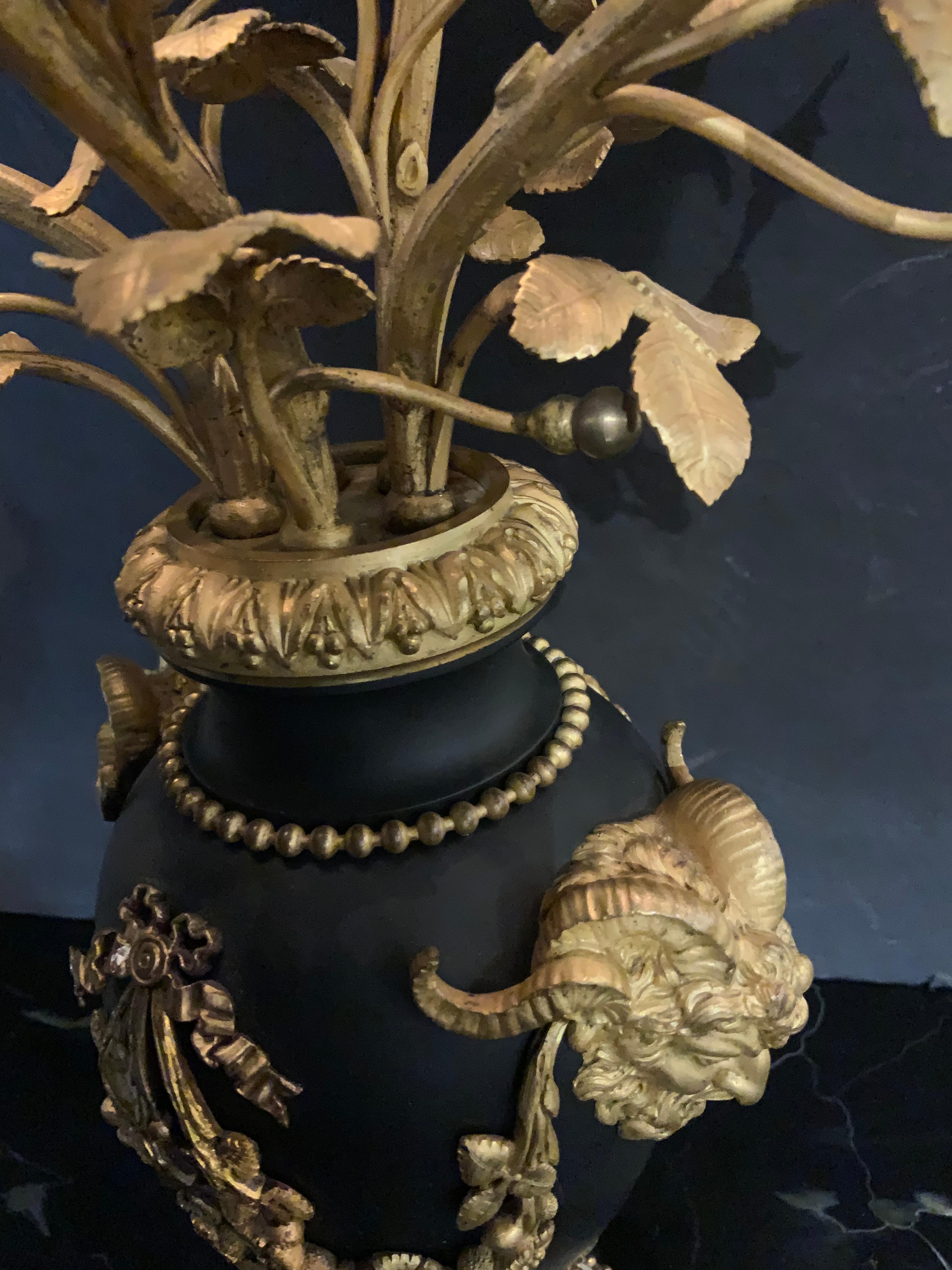 Pair of Louis XVI Style gilt bronze five light candelabra, 19 th c. For Sale 1