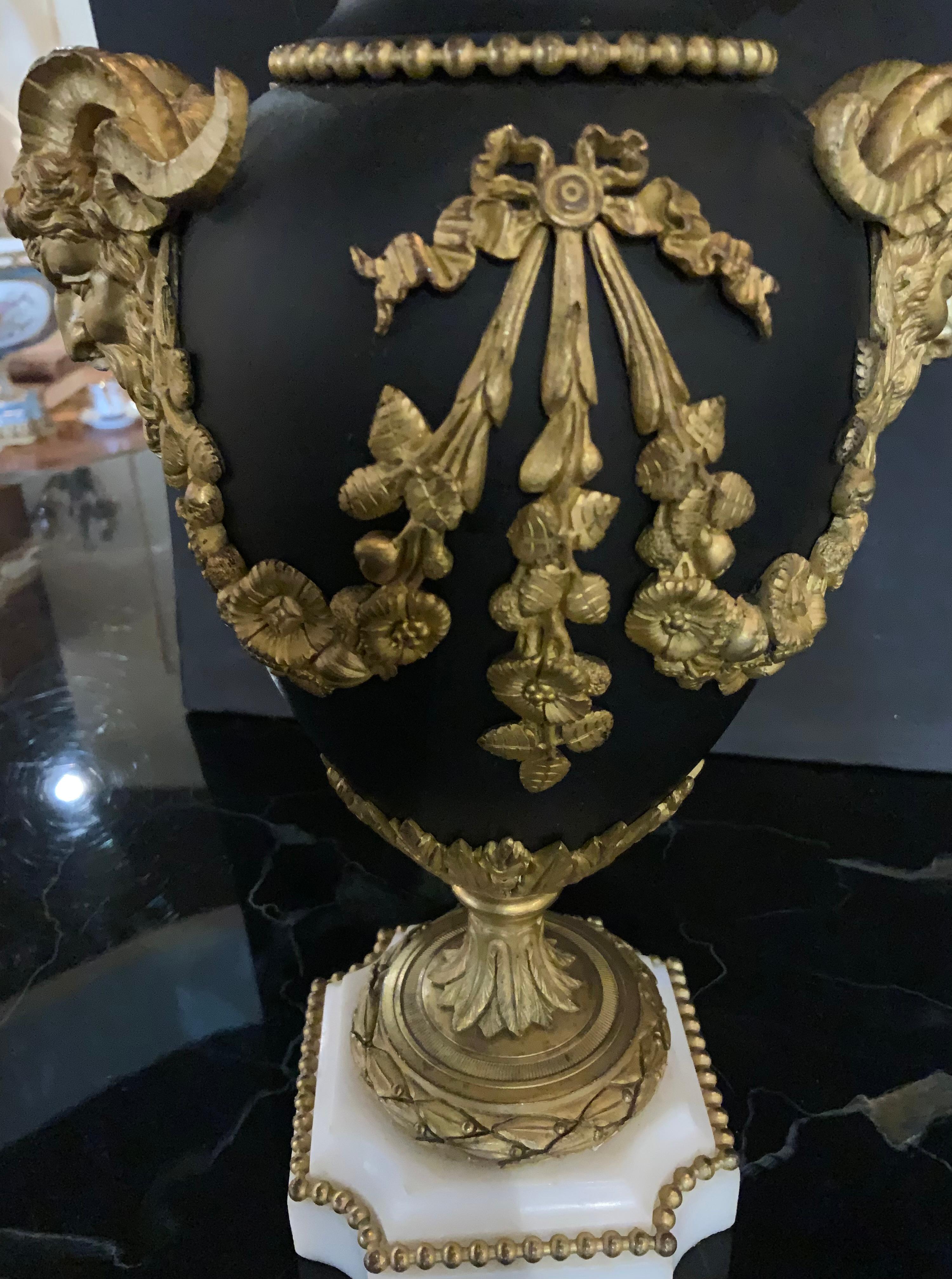 Pair of Louis XVI Style gilt bronze five light candelabra, 19 th c. For Sale 2