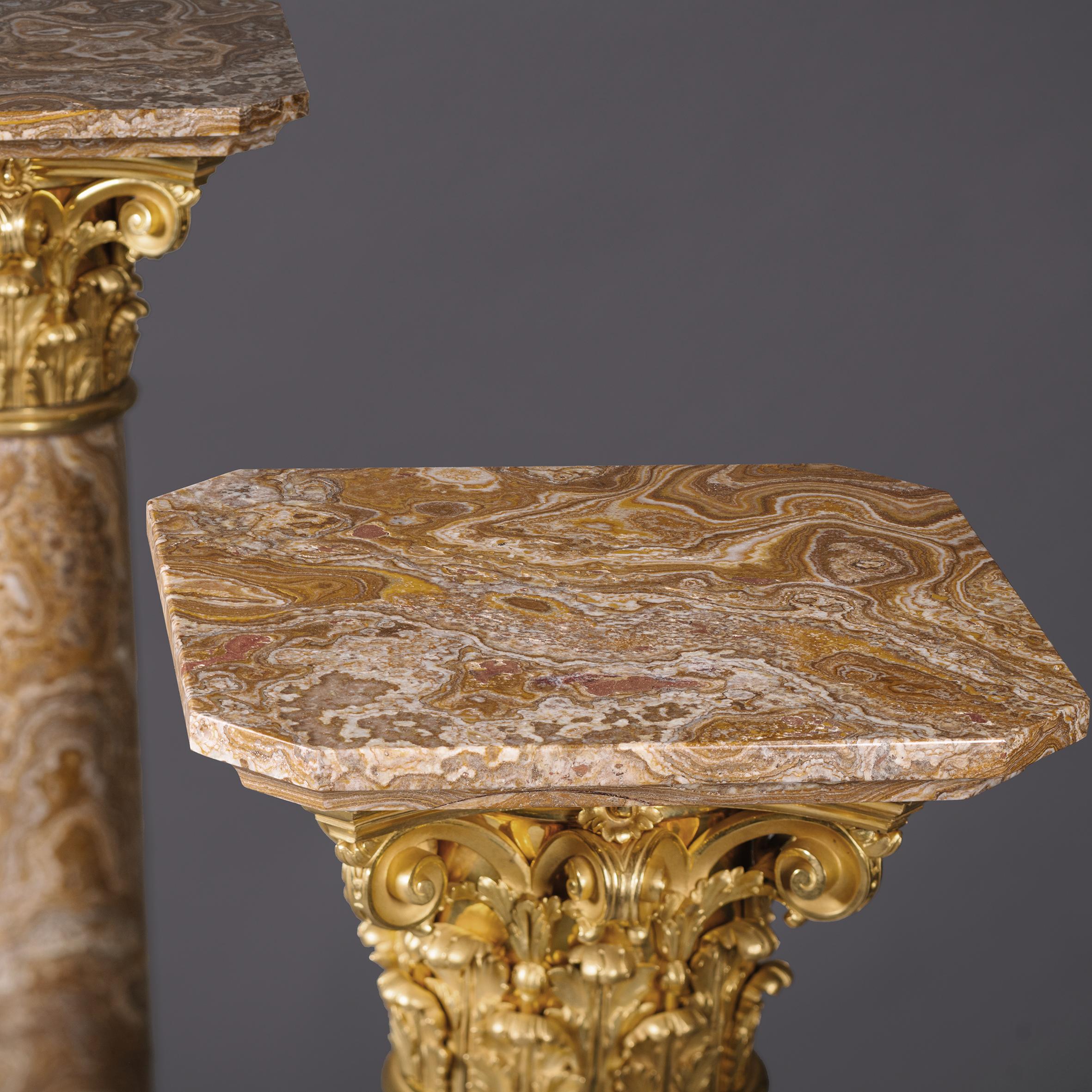 Pair of Louis XVI Style Gilt-Bronze Mounted Pedestals For Sale 1