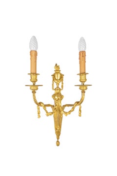 Paar vergoldete Bronzewandleuchter im Louis-XVI-Stil von Henry Dasson, 1882