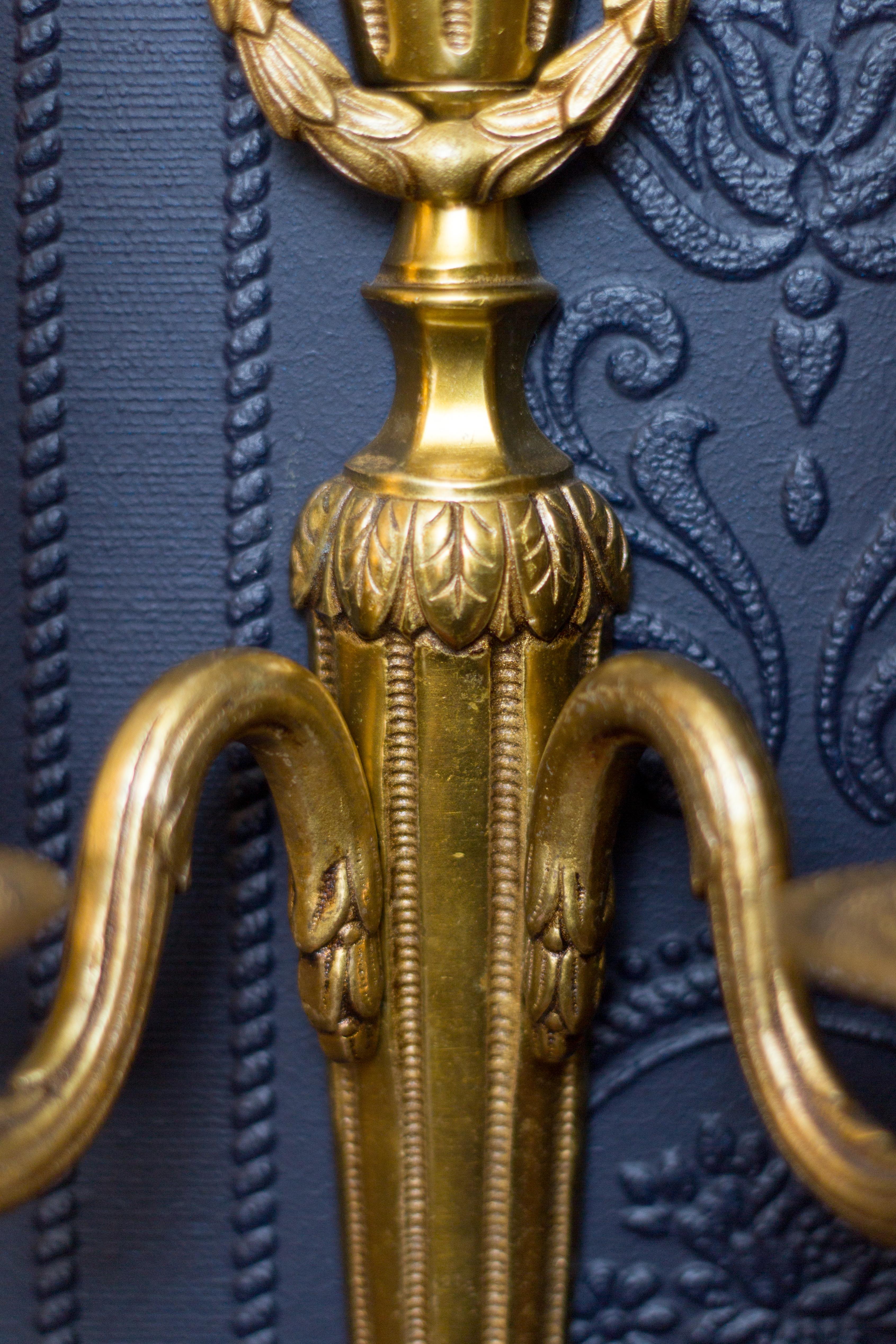 Pair of Louis XVI Style Gilt Bronze Sconces 6