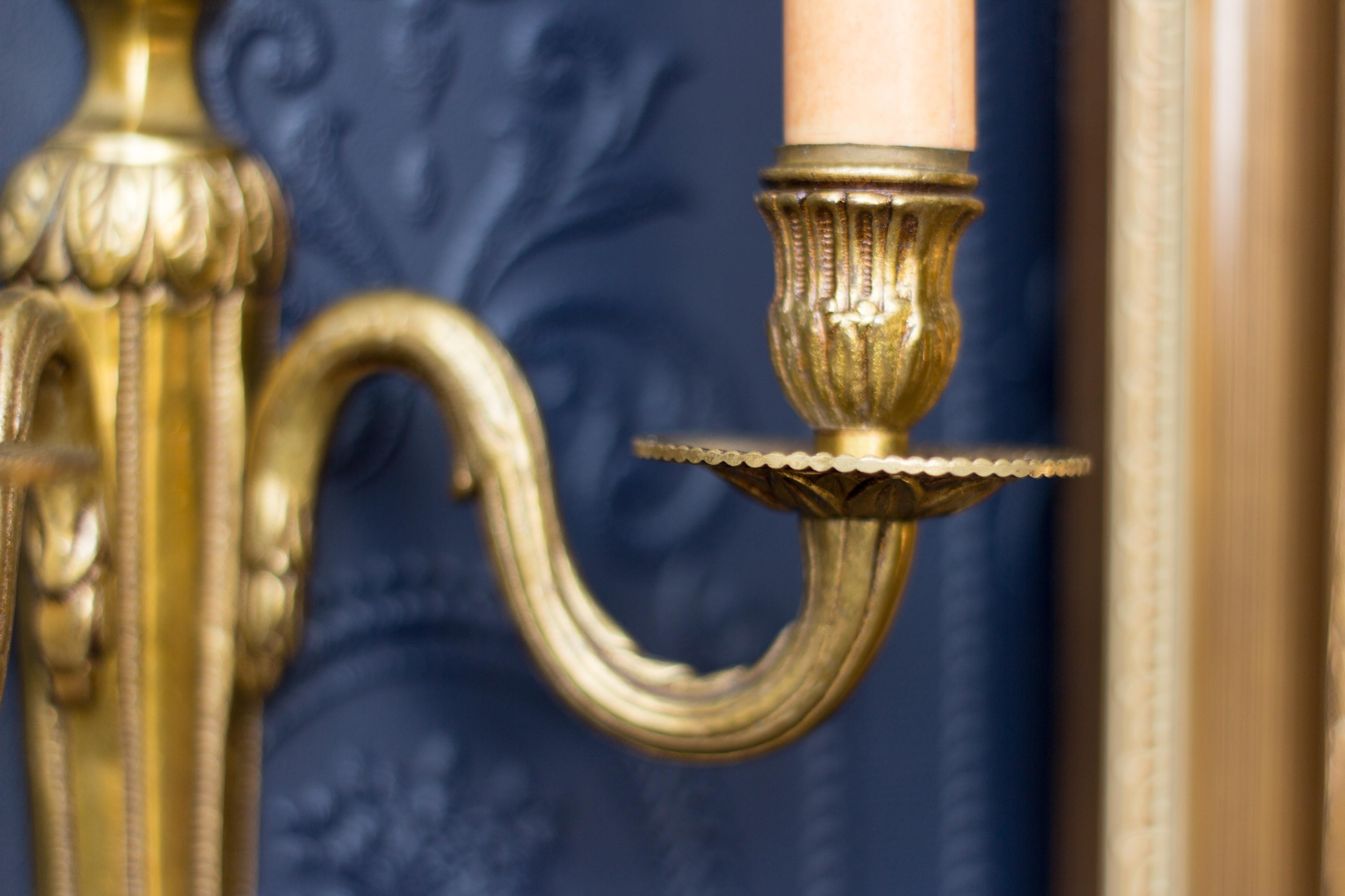Pair of Louis XVI Style Gilt Bronze Sconces 7
