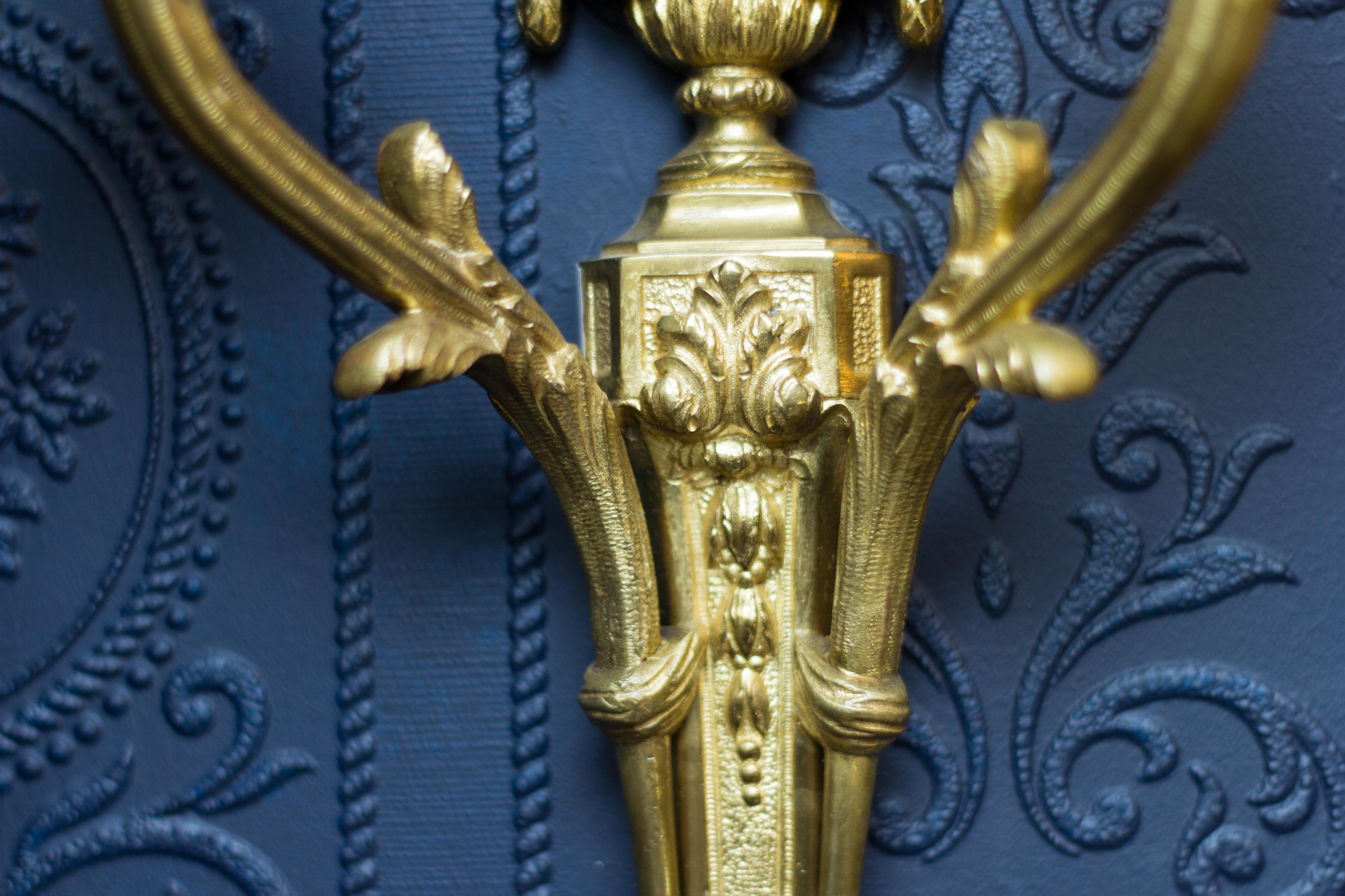 Pair of Louis XVI Style Gilt Bronze Sconces 8