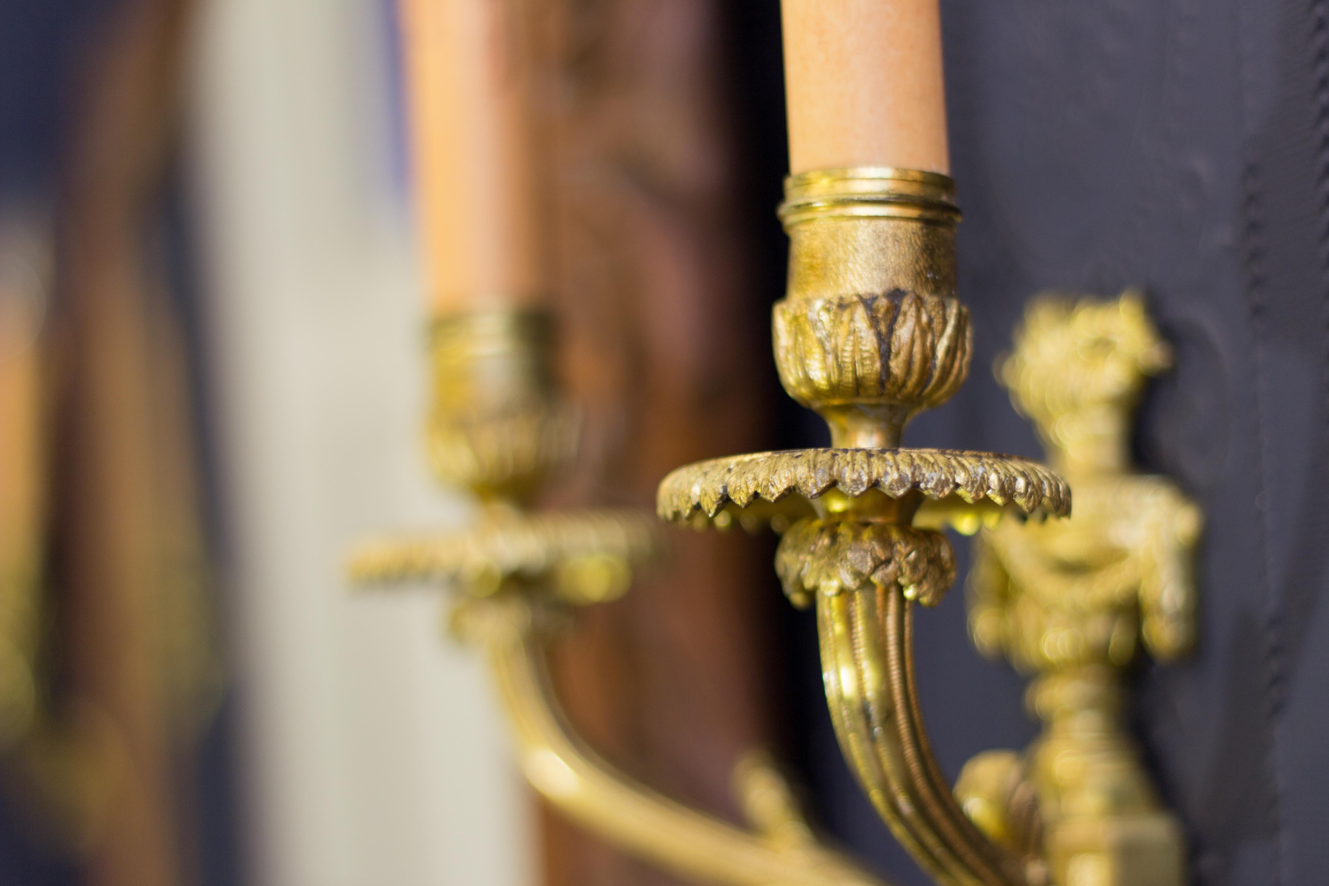 Pair of Louis XVI Style Gilt Bronze Sconces 9