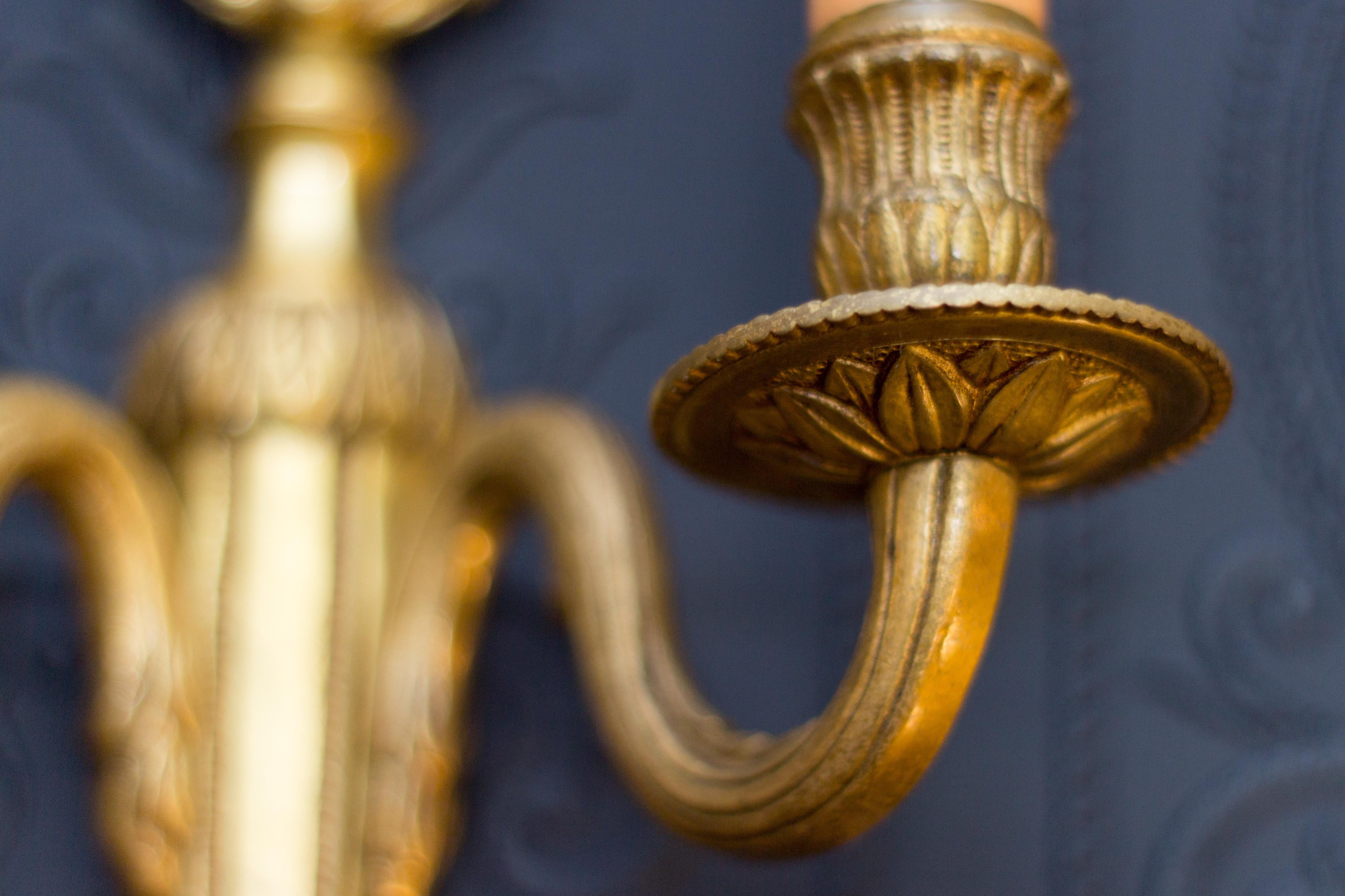 Pair of Louis XVI Style Gilt Bronze Sconces 7
