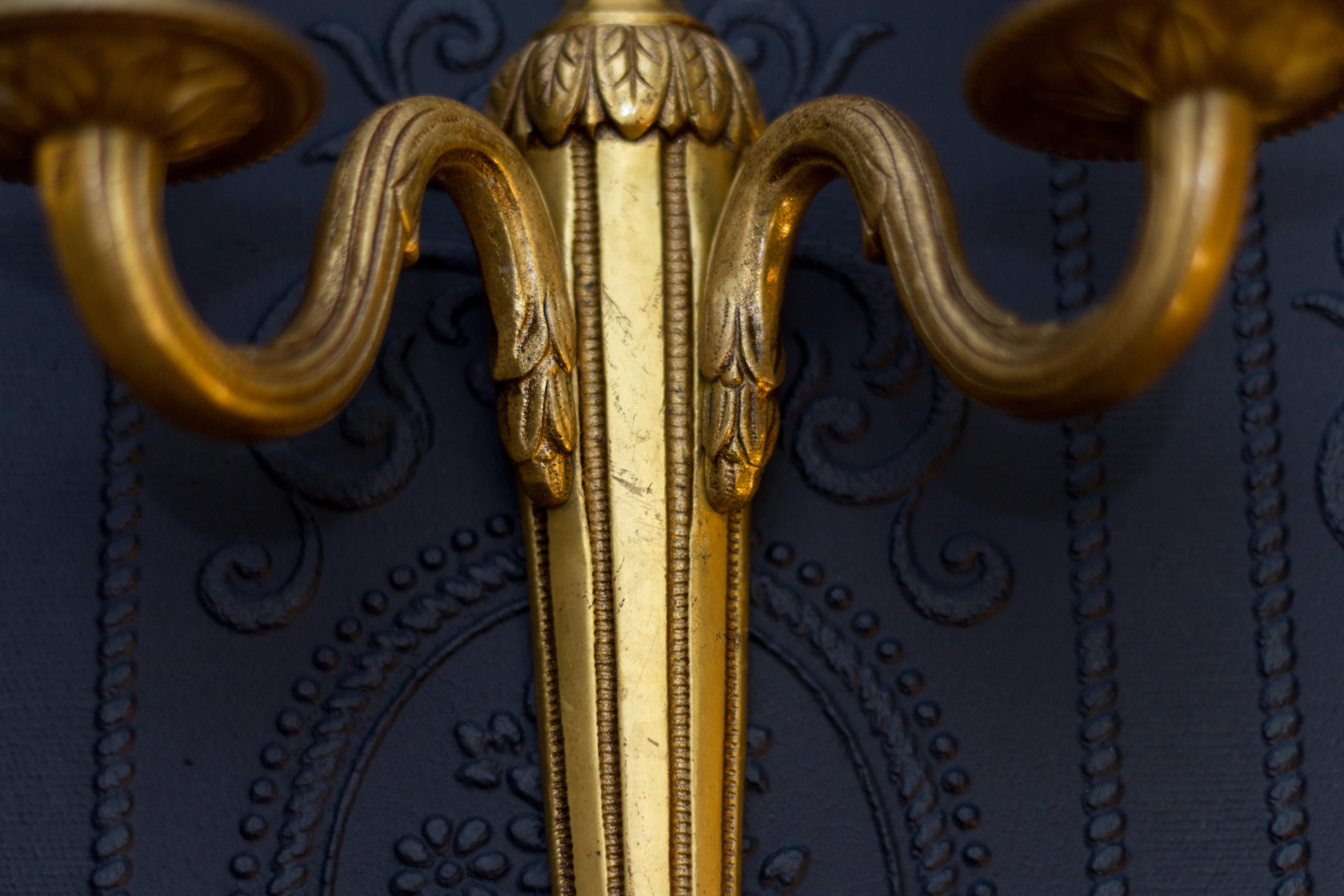 Pair of Louis XVI Style Gilt Bronze Sconces 10