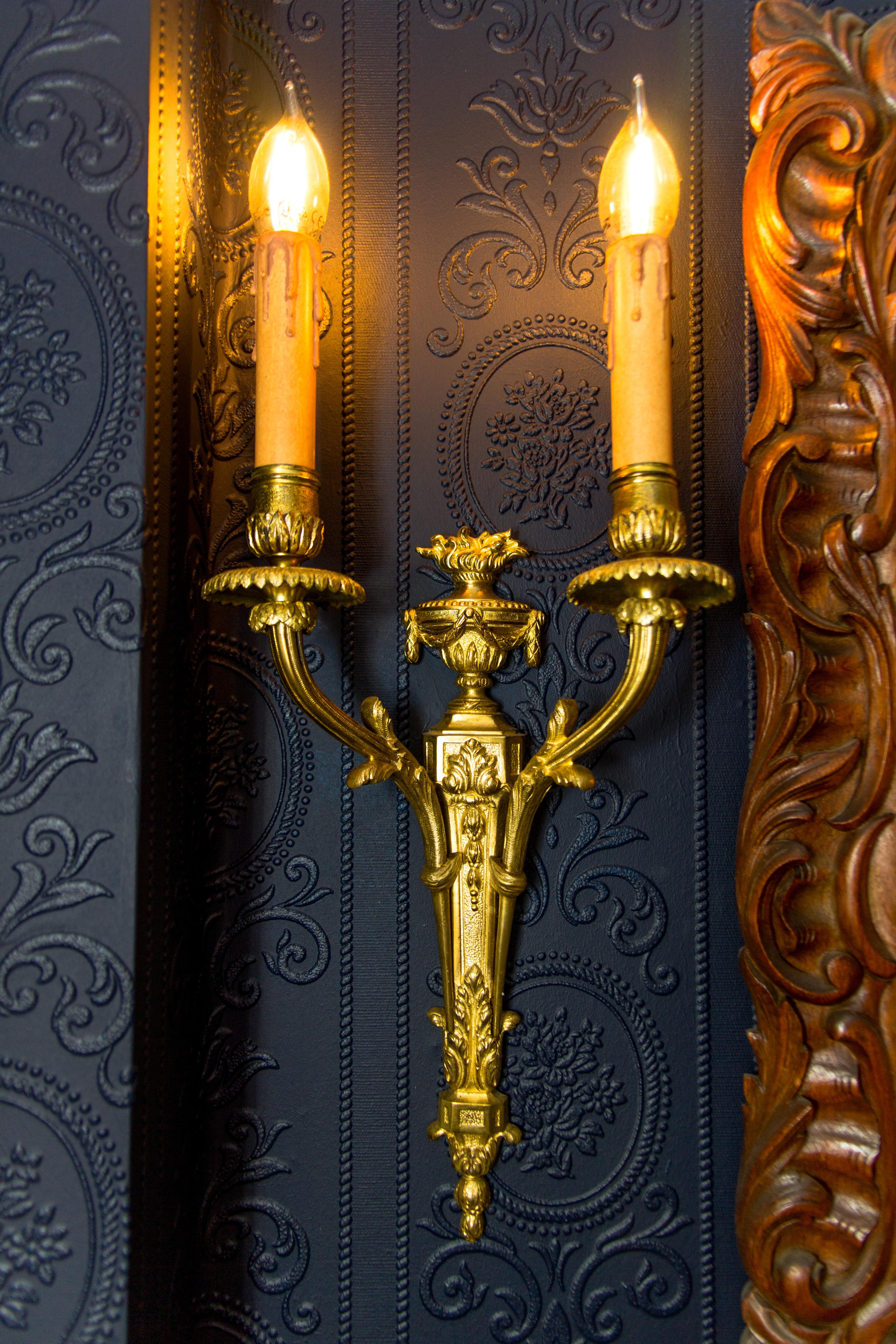 Pair of Louis XVI Style Gilt Bronze Sconces 14