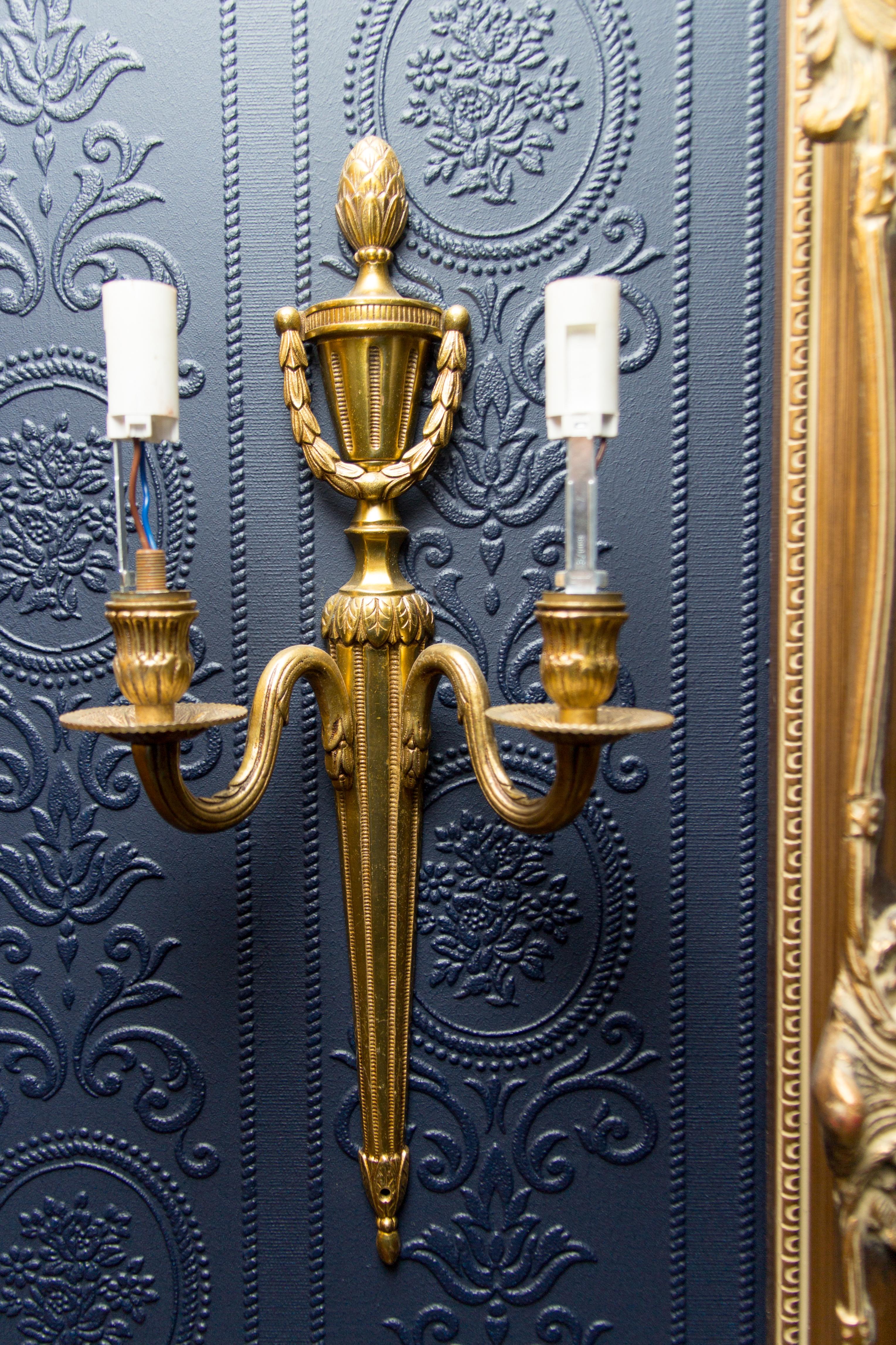 Pair of Louis XVI Style Gilt Bronze Sconces 3