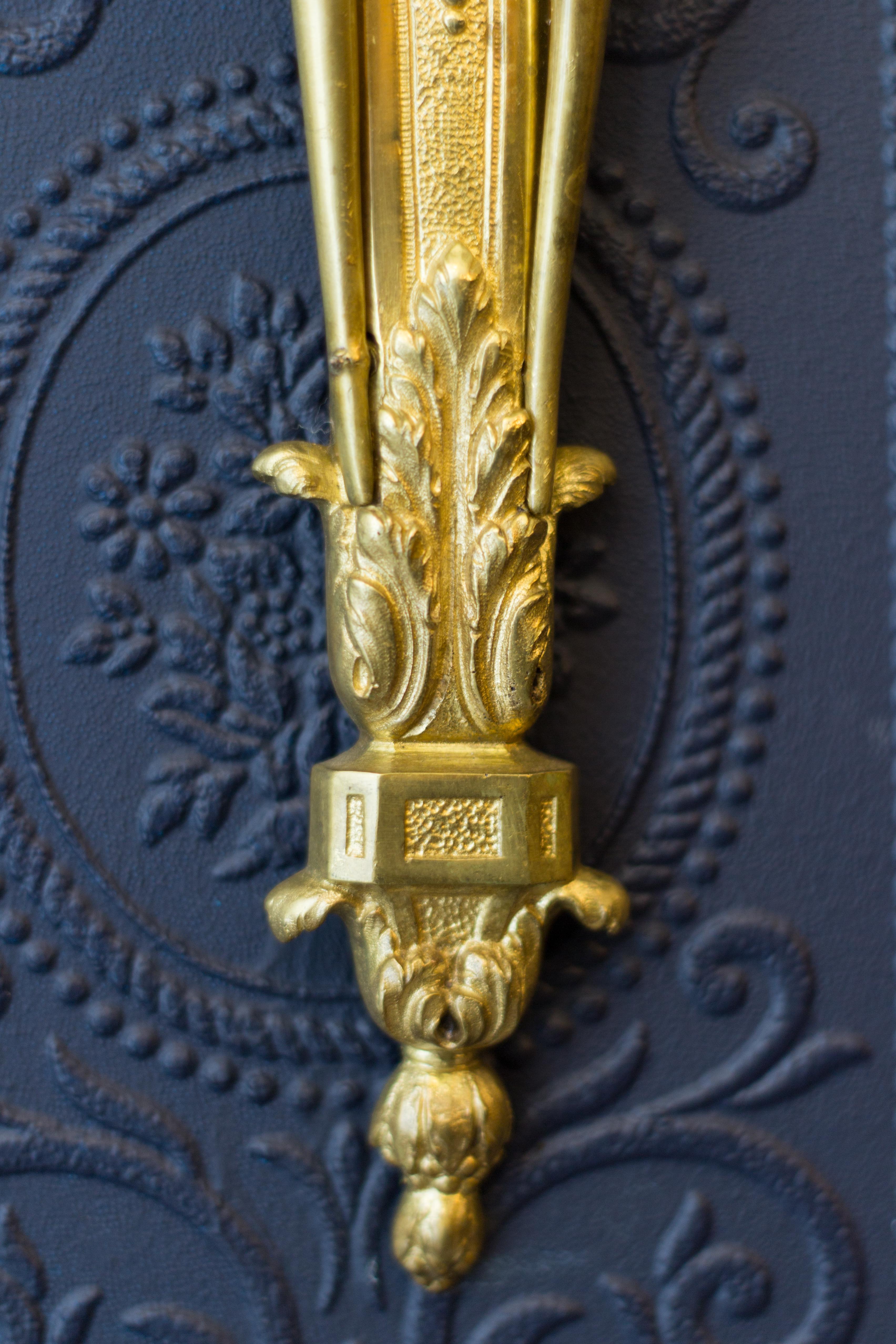 Pair of Louis XVI Style Gilt Bronze Sconces 4