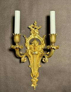 Pair Of Louis XVI Style Gilt Bronze Two Arm Wall Sconces
