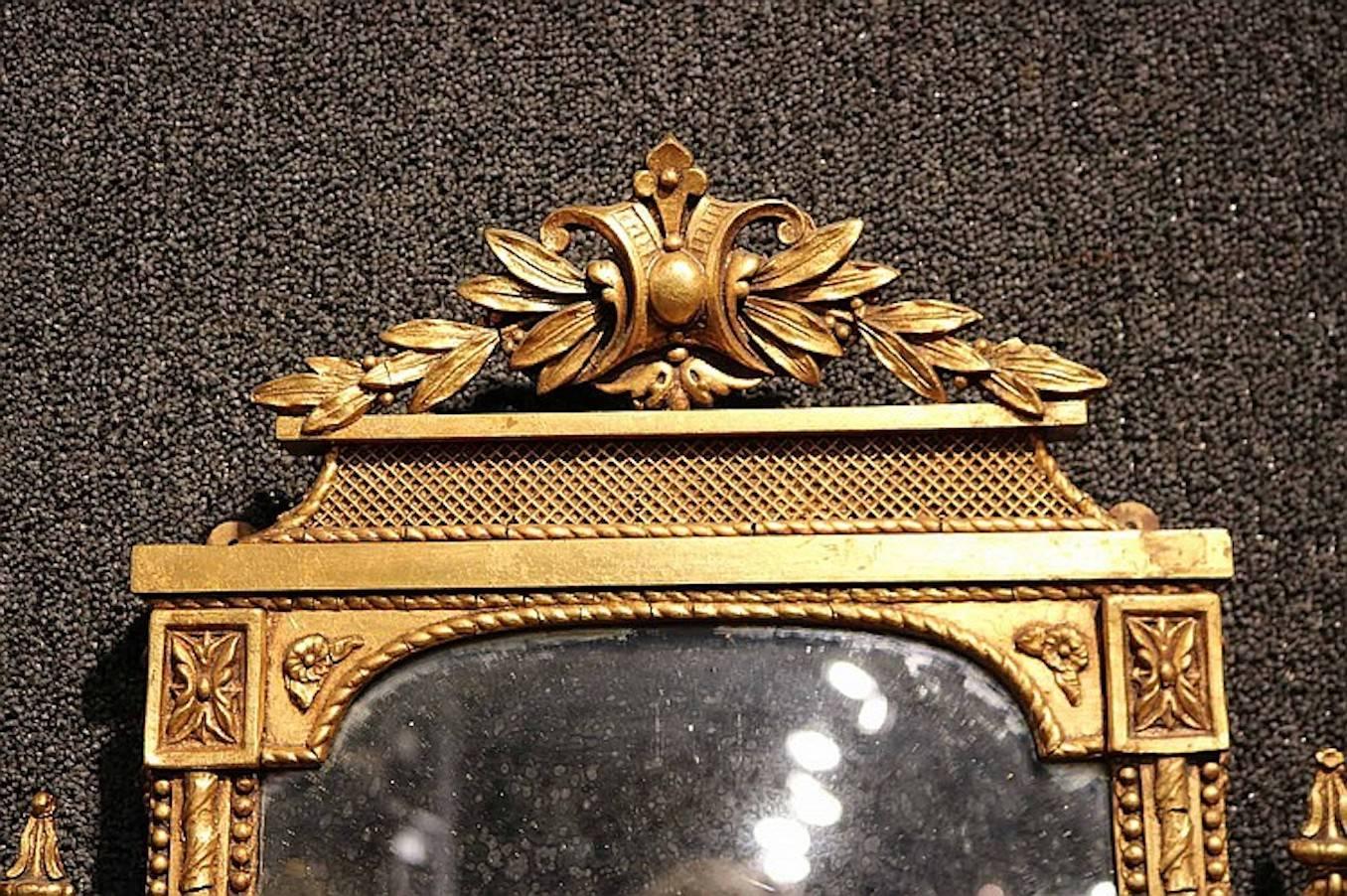 Pair of Louis XVI Style Gilt Wall Sconces In Good Condition In Washington Crossing, PA