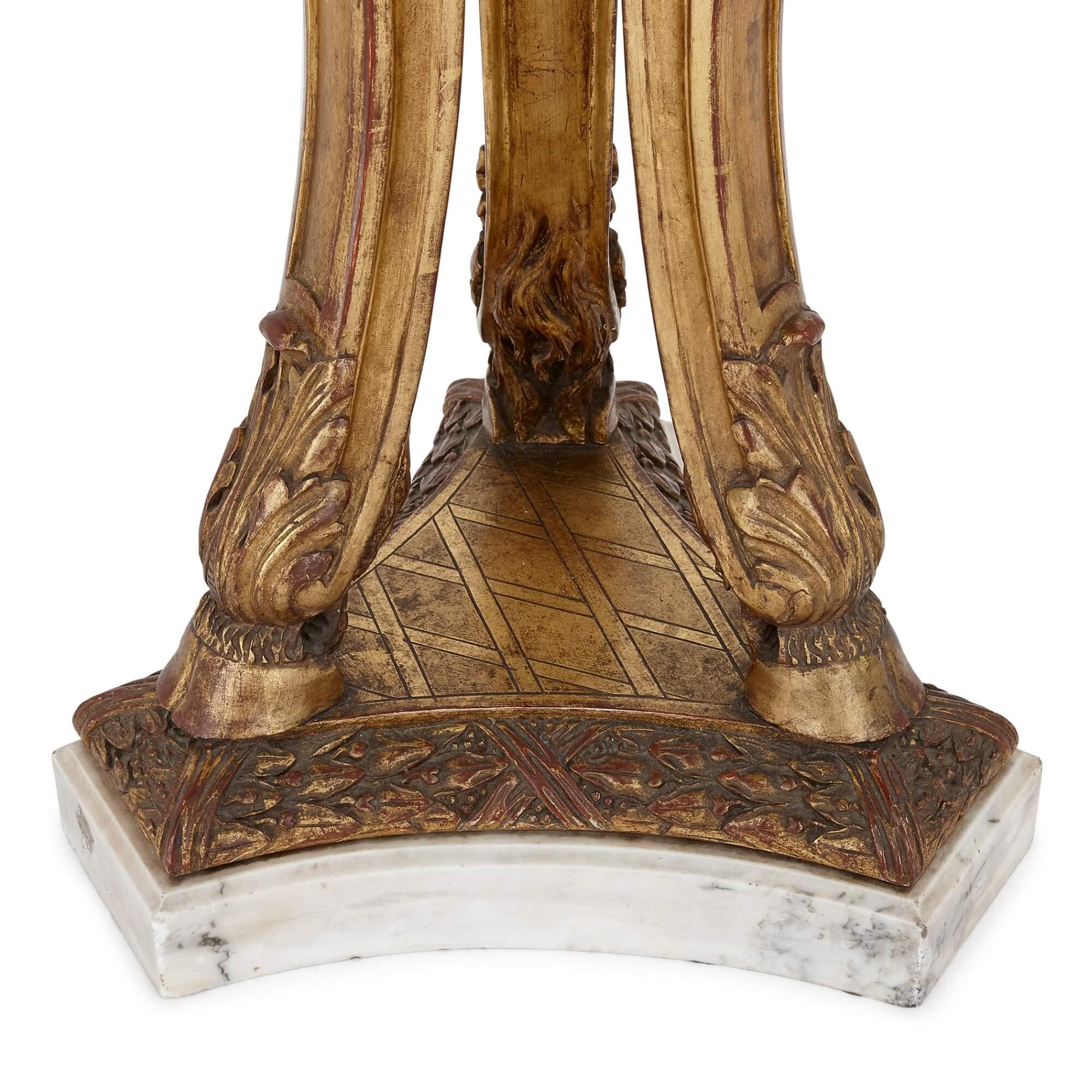 Pair of Louis XVI style giltwood and marble pedestals For Sale 2