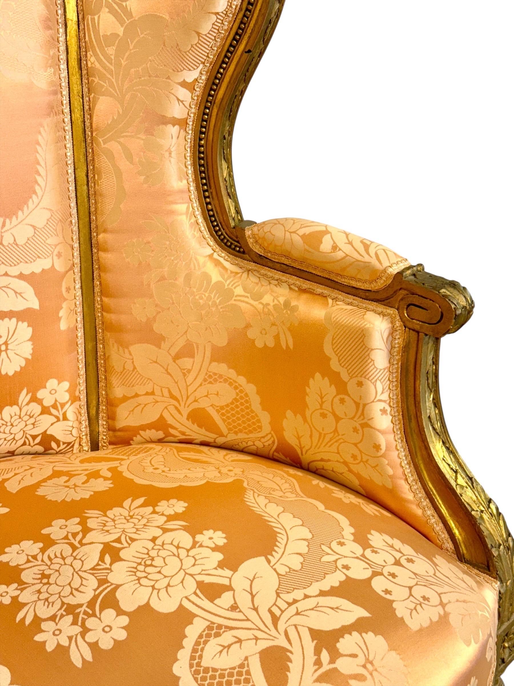 Paar Bergères aus Giltholz im Louis-XVI-Stil, Ende 19. Jahrhundert im Angebot 5